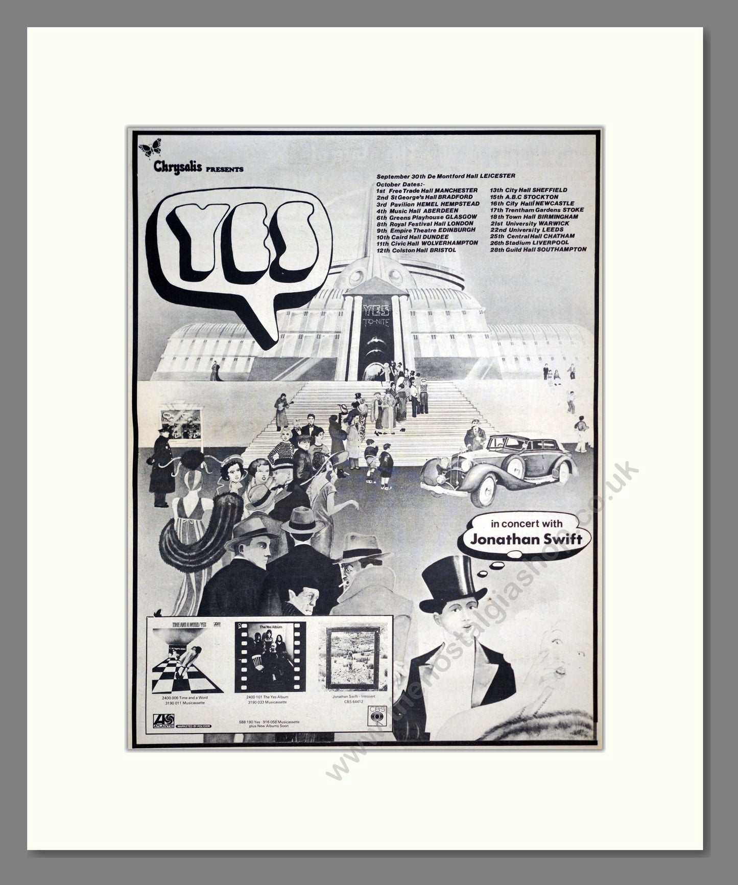 Yes - UK Tour. Vintage Advert 1971 (ref AD20679)