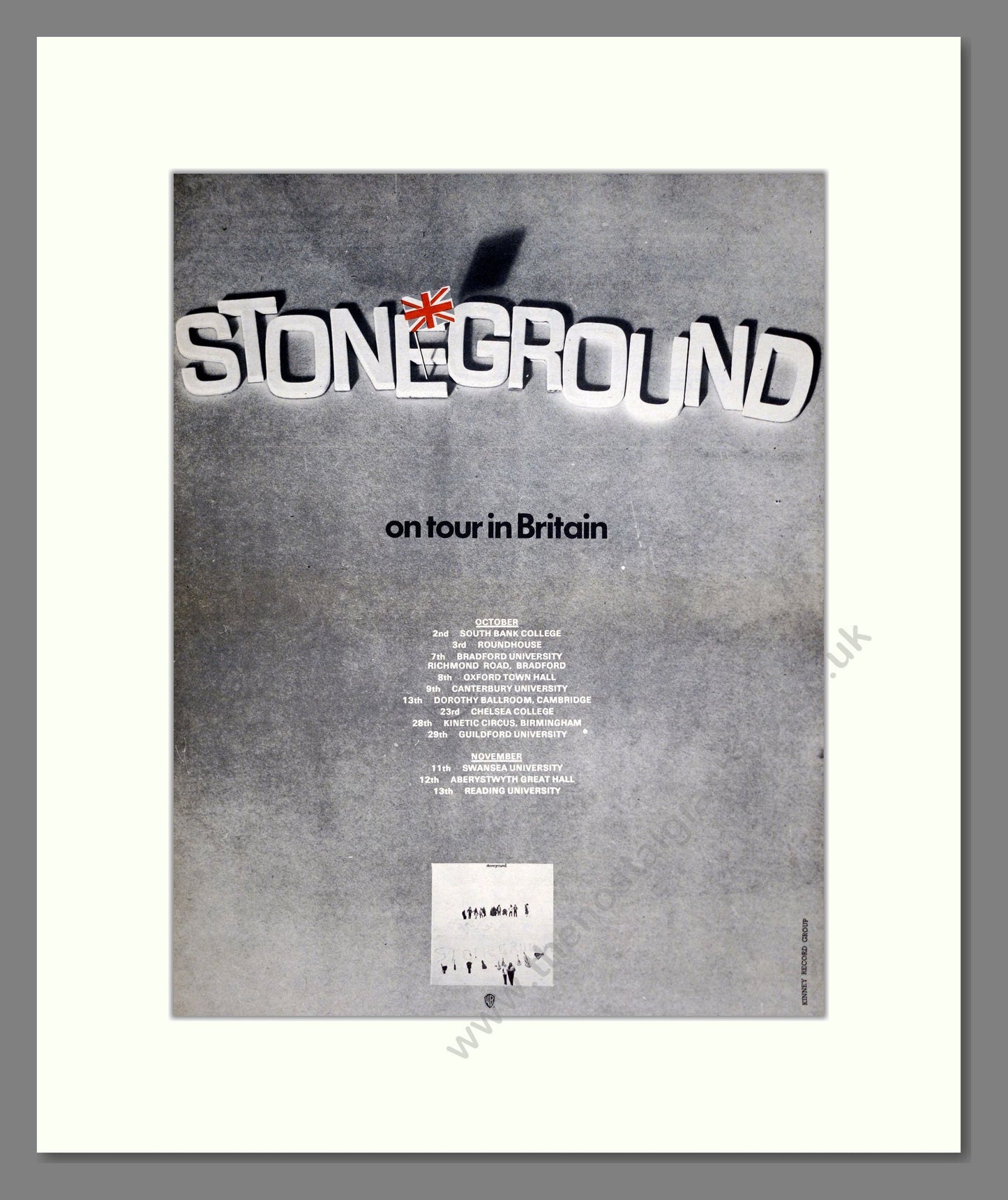 Stoneground - UK Tour. Vintage Advert 1971 (ref AD20680)