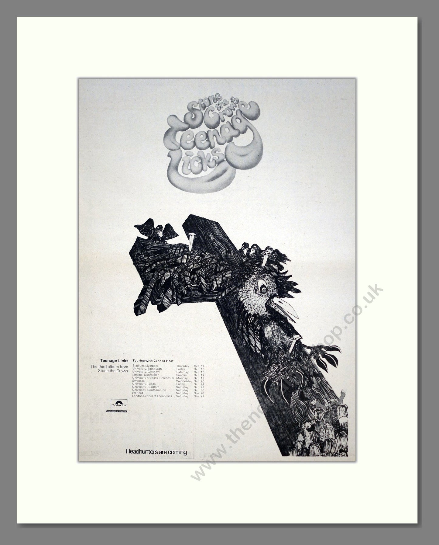 Stone The Crows - Teenage Licks. Vintage Advert 1971 (ref AD20684)