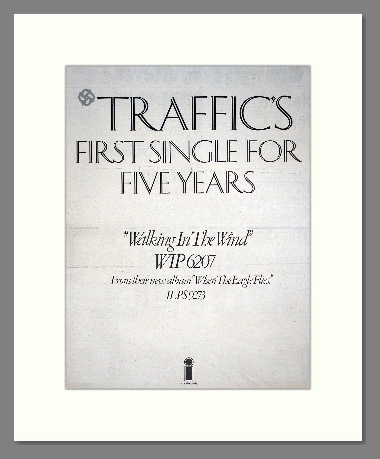 Traffic - Walking In The Wind. Vintage Advert 1974 (ref AD20695)