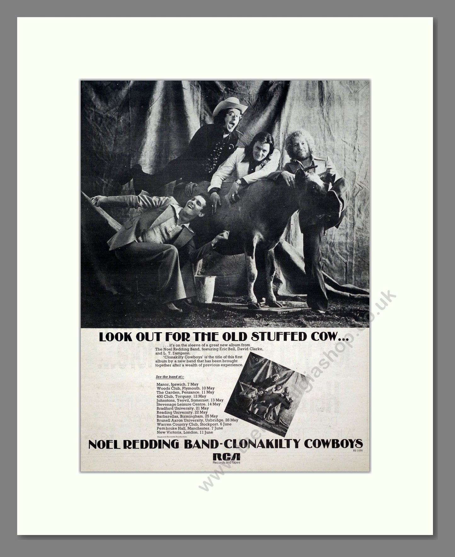 Noel Redding Band - Clonakilty Cowboys. Vintage Advert 1976 (ref AD20716)