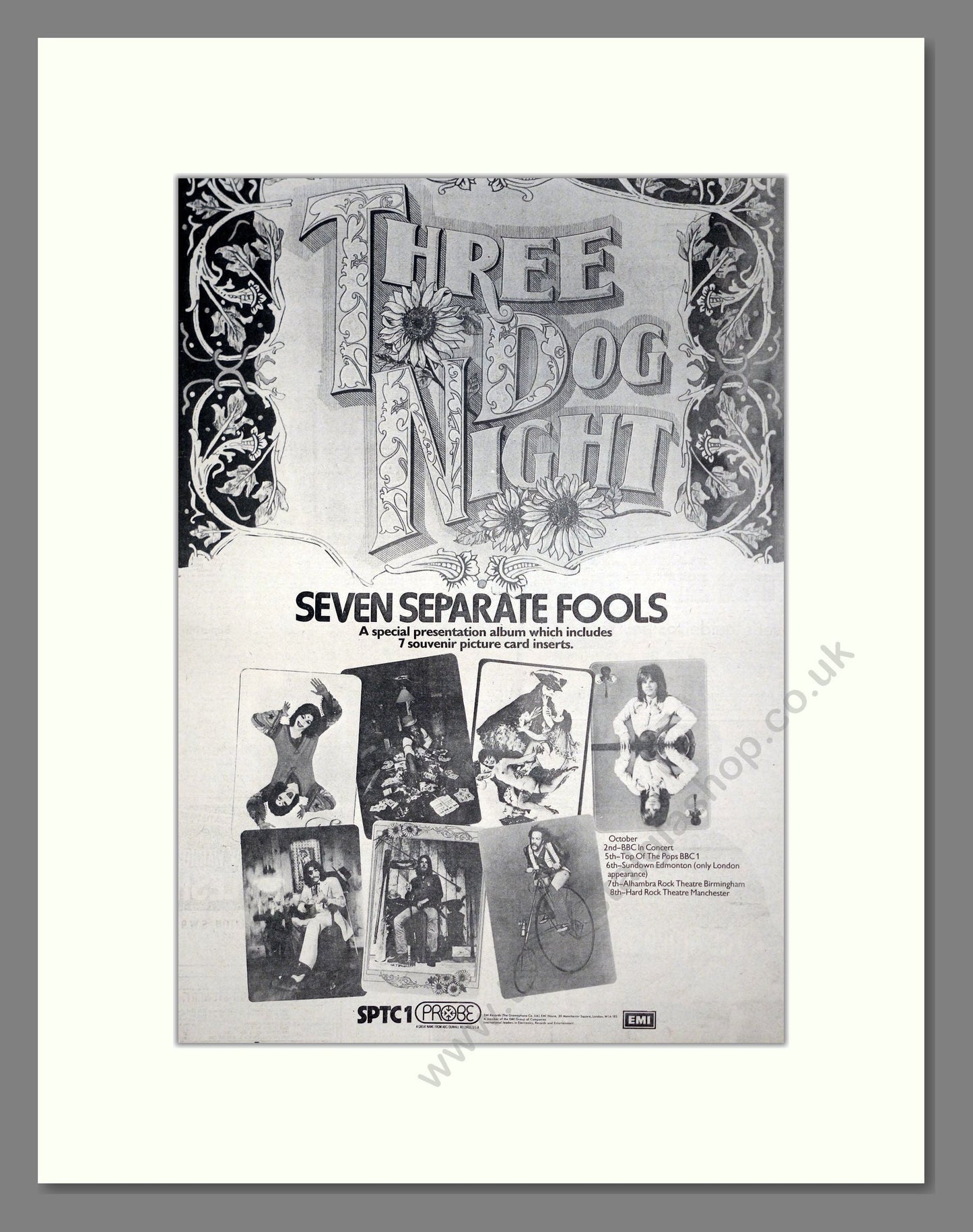 Three Dog Night - Seven Separate Fools. Vintage Advert 1972 (ref AD20758)