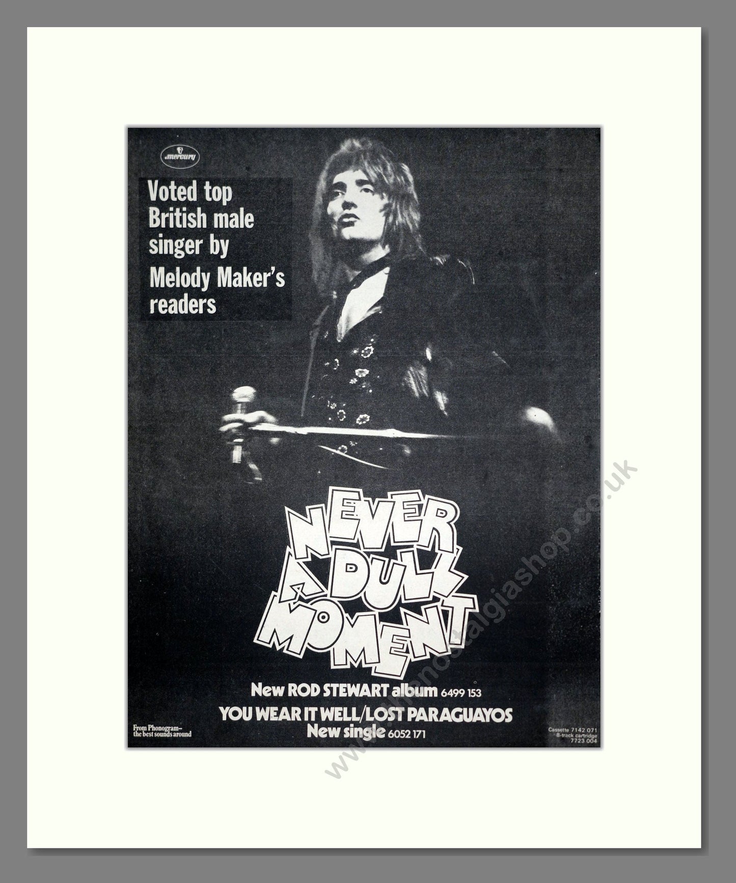 Rod Stewart - Never A Dull Moment. Vintage Advert 1972 (ref AD20761)