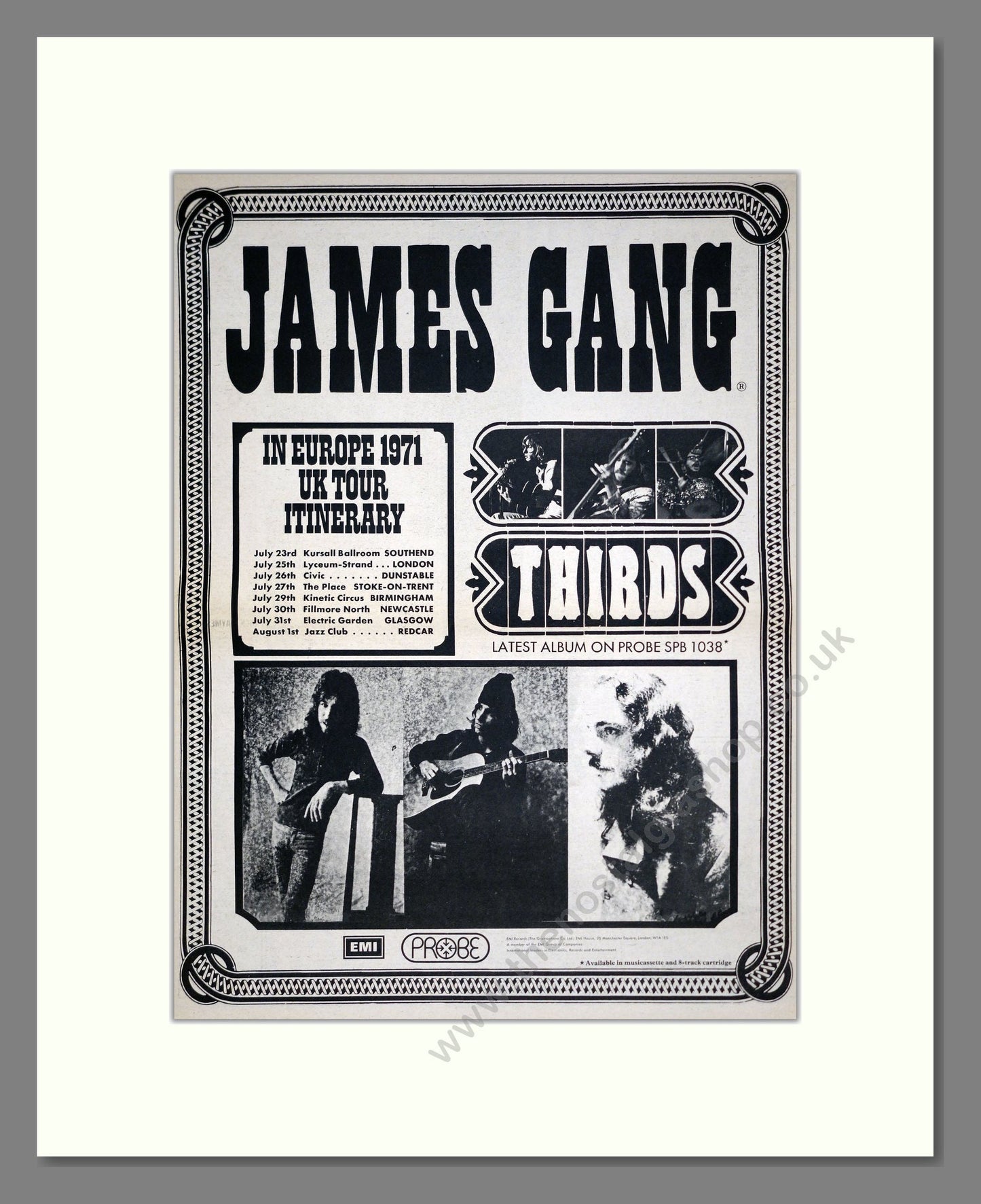 James Gang - UK Tour. Vintage Advert 1971 (ref AD20789)