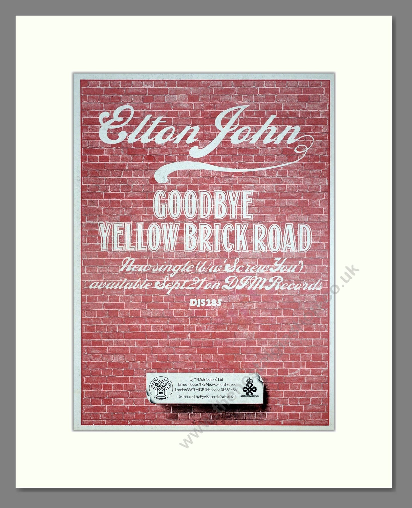 Elton John - Goodbye Yellow Brick Road. Vintage Advert 1973 (ref AD20561)