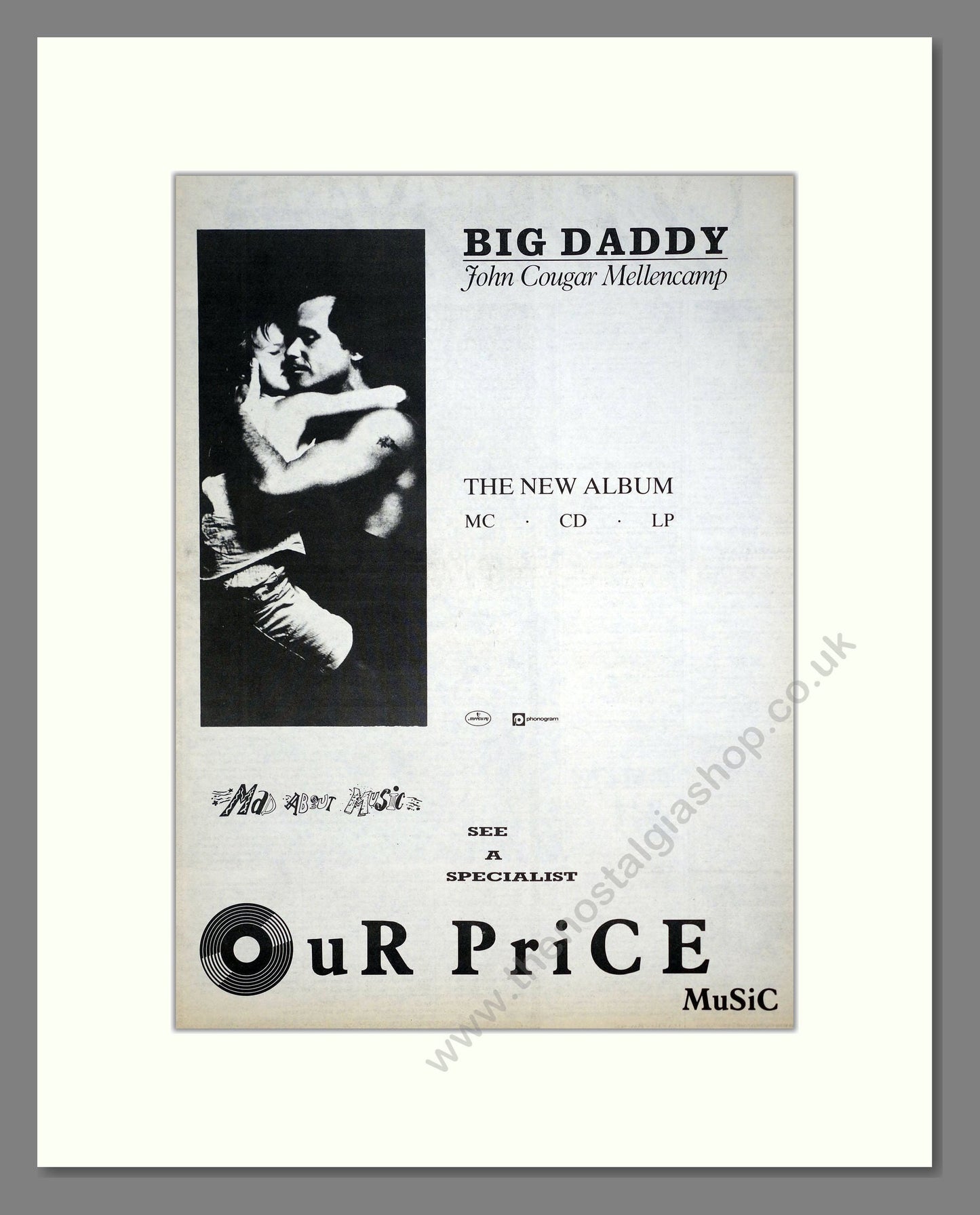 John Cougar Mellencamp - Big Daddy. Vintage Advert 1989 (ref AD20571)