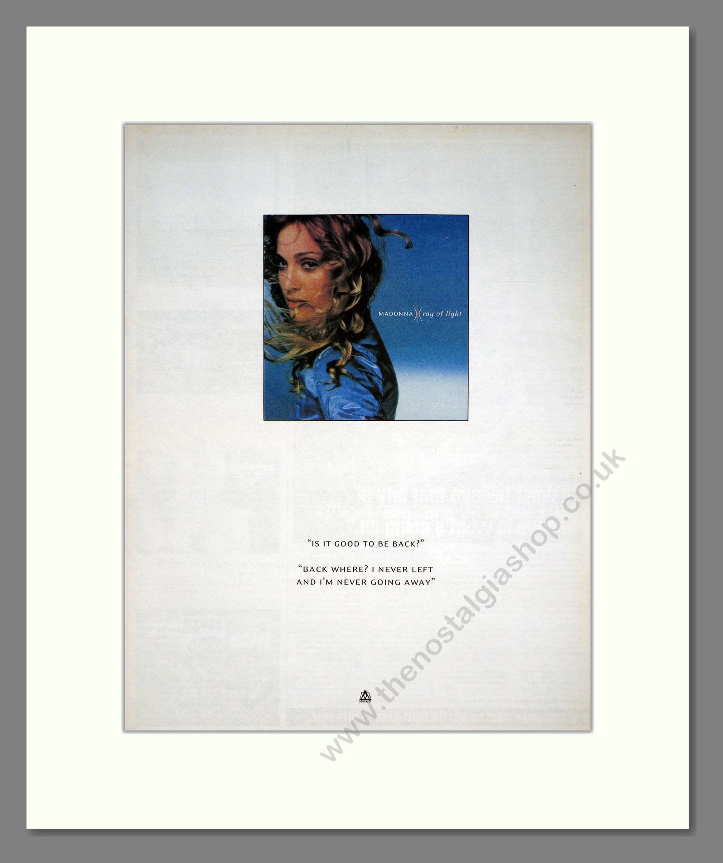 Madonna - Ray Of Light. Vintage Advert 1998 (ref AD20580)
