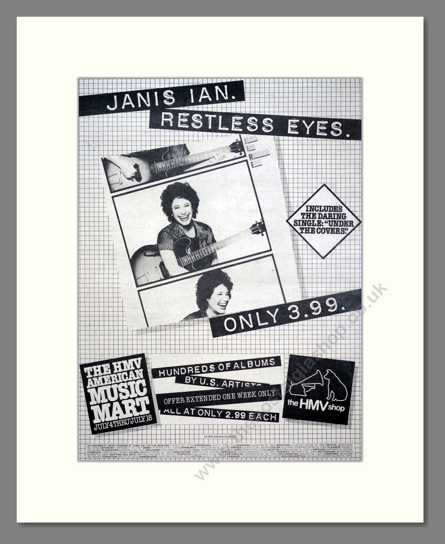 Janis Ian - Restless Eyes. Vintage Advert 1981 (ref AD20609)