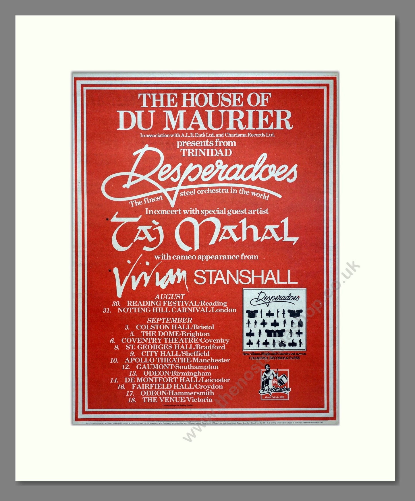 Desperadoes - UK Tour. Vintage Advert 1981 (ref AD20613)