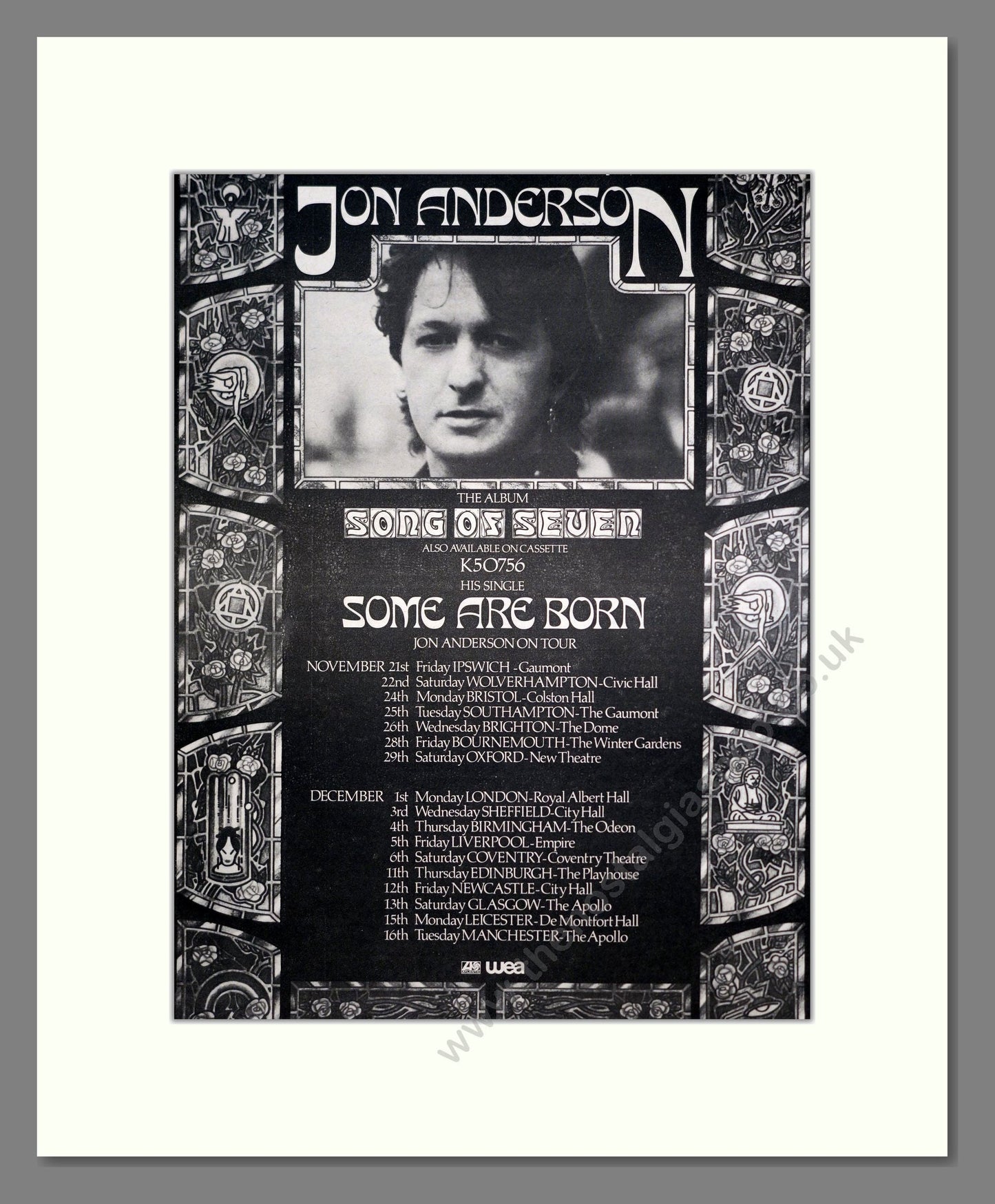Jon Anderson - Song Of Seven / UK Tour. Vintage Advert 1980 (ref AD20626)