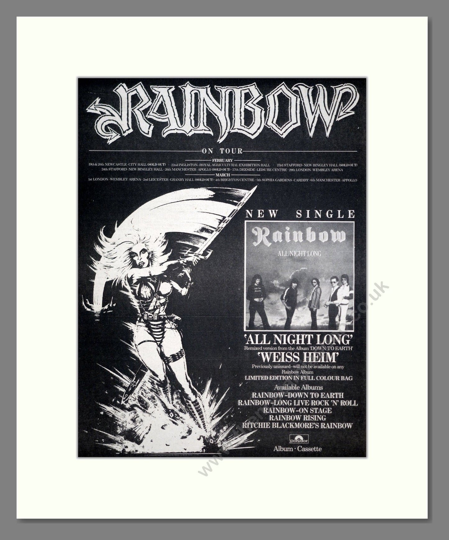 Rainbow - UK Tour. Vintage Advert 1980 (ref AD20628)