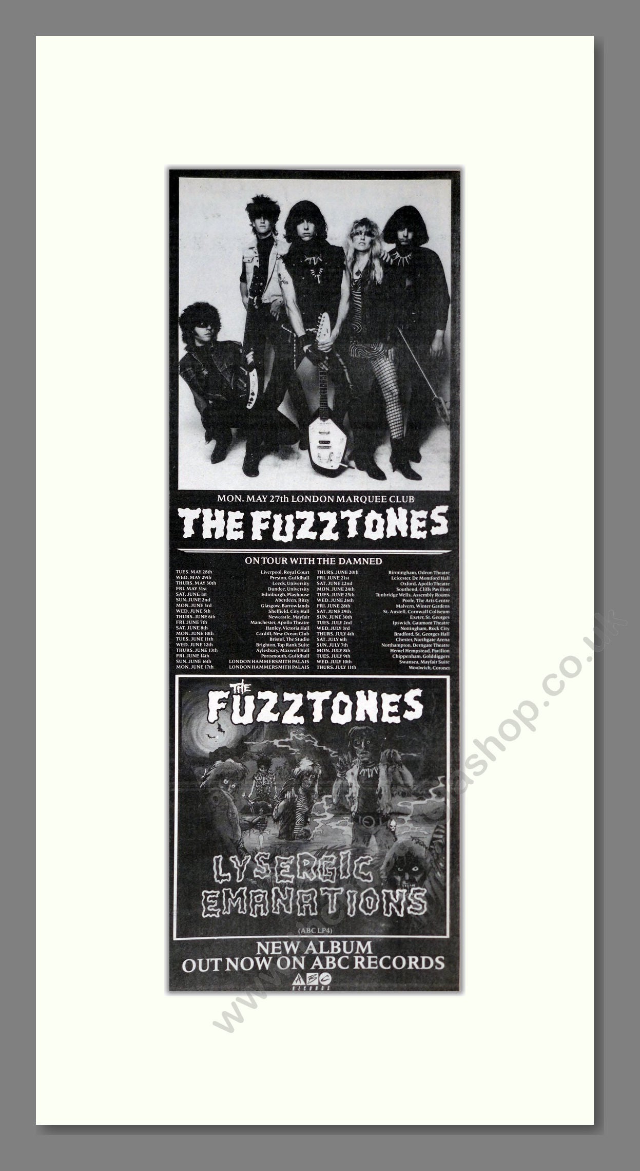 Fuzztones (The) - Lysergic Emanations. Vintage Advert 1985 (ref AD201420)