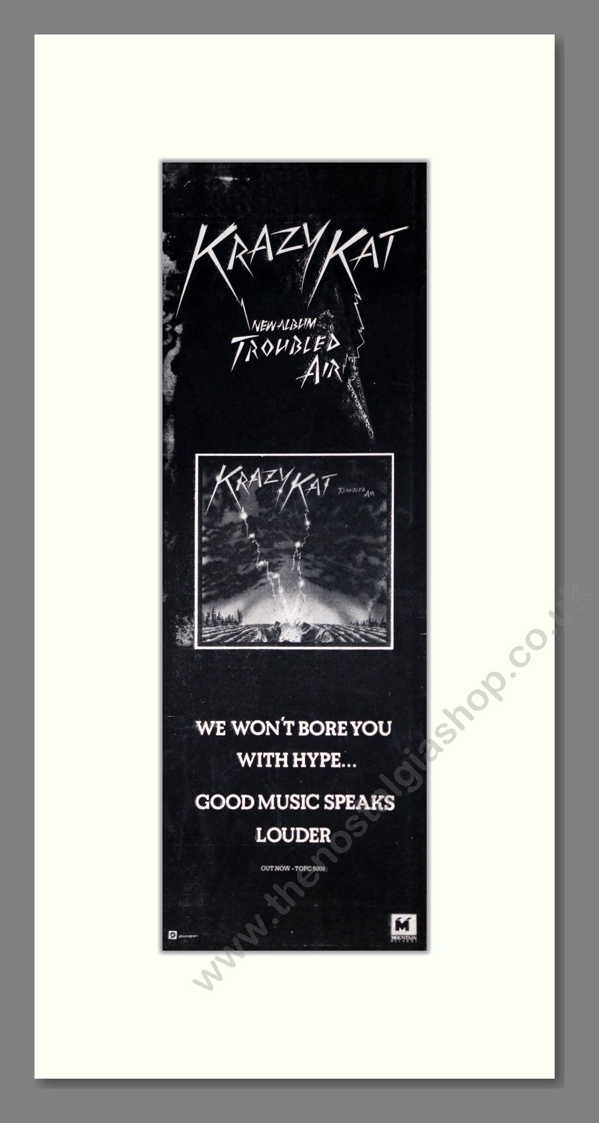 Krazy Kat - Troubled Air. Vintage Advert 1977 (ref AD201433)