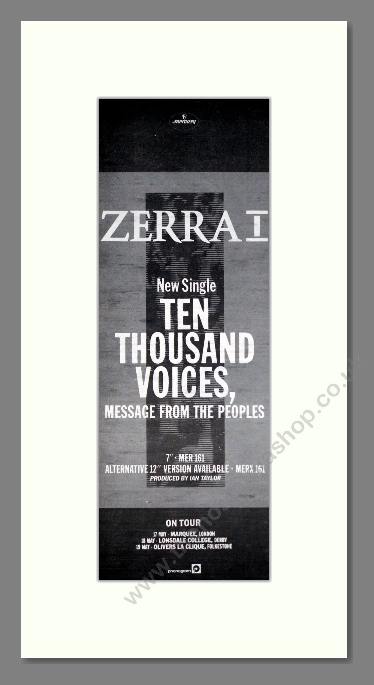 Zerrai - Ten Thousand Voices. Vintage Advert 1984 (ref AD201435)