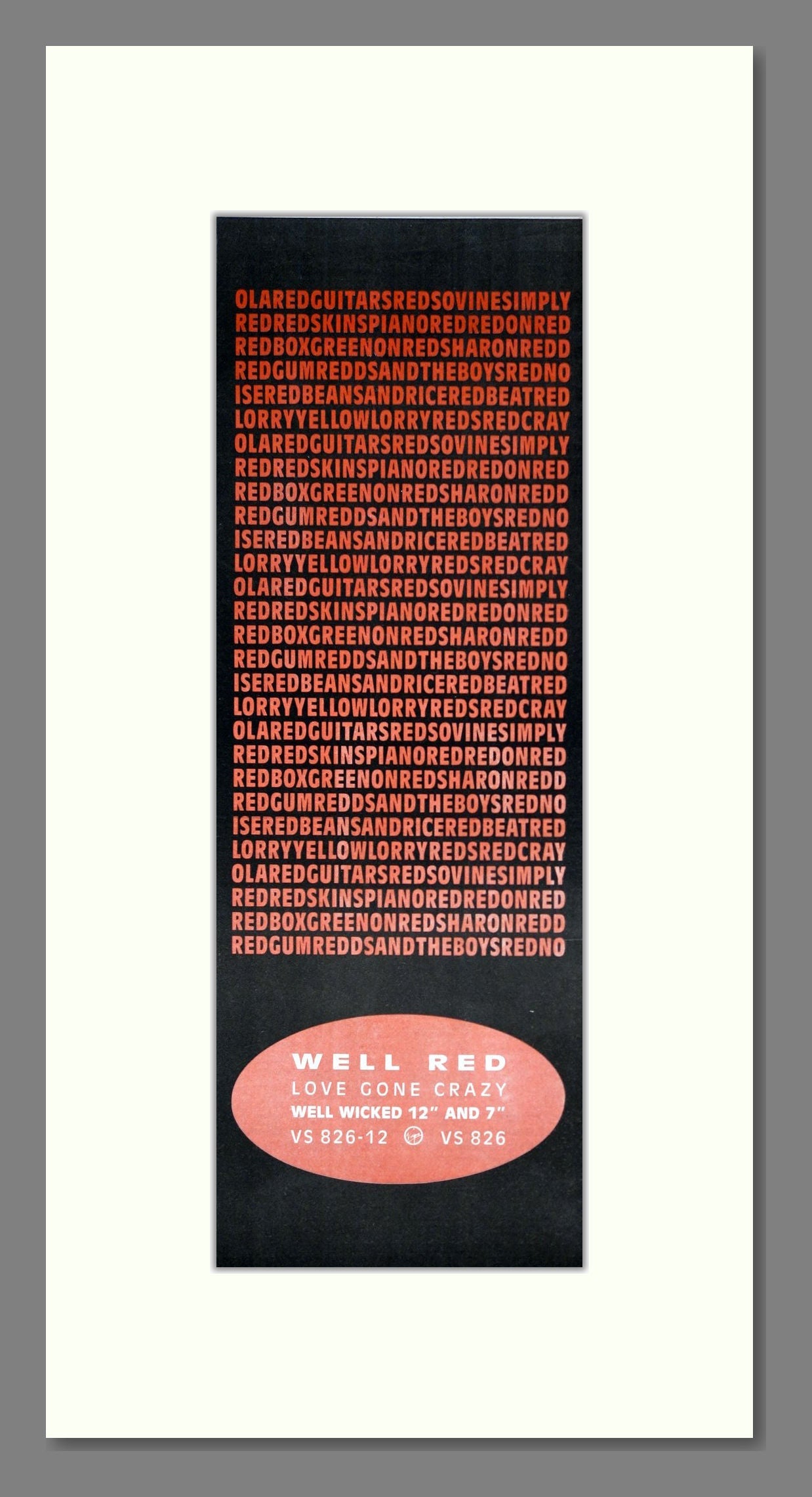 Well Red - Love Gone Crazy. Vintage Advert 1985 (ref AD201440)