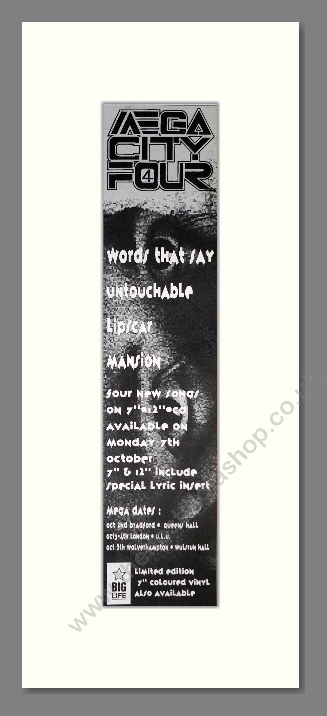 Mega City Four - Words That Say. Vintage Advert 1991 (ref AD201464)