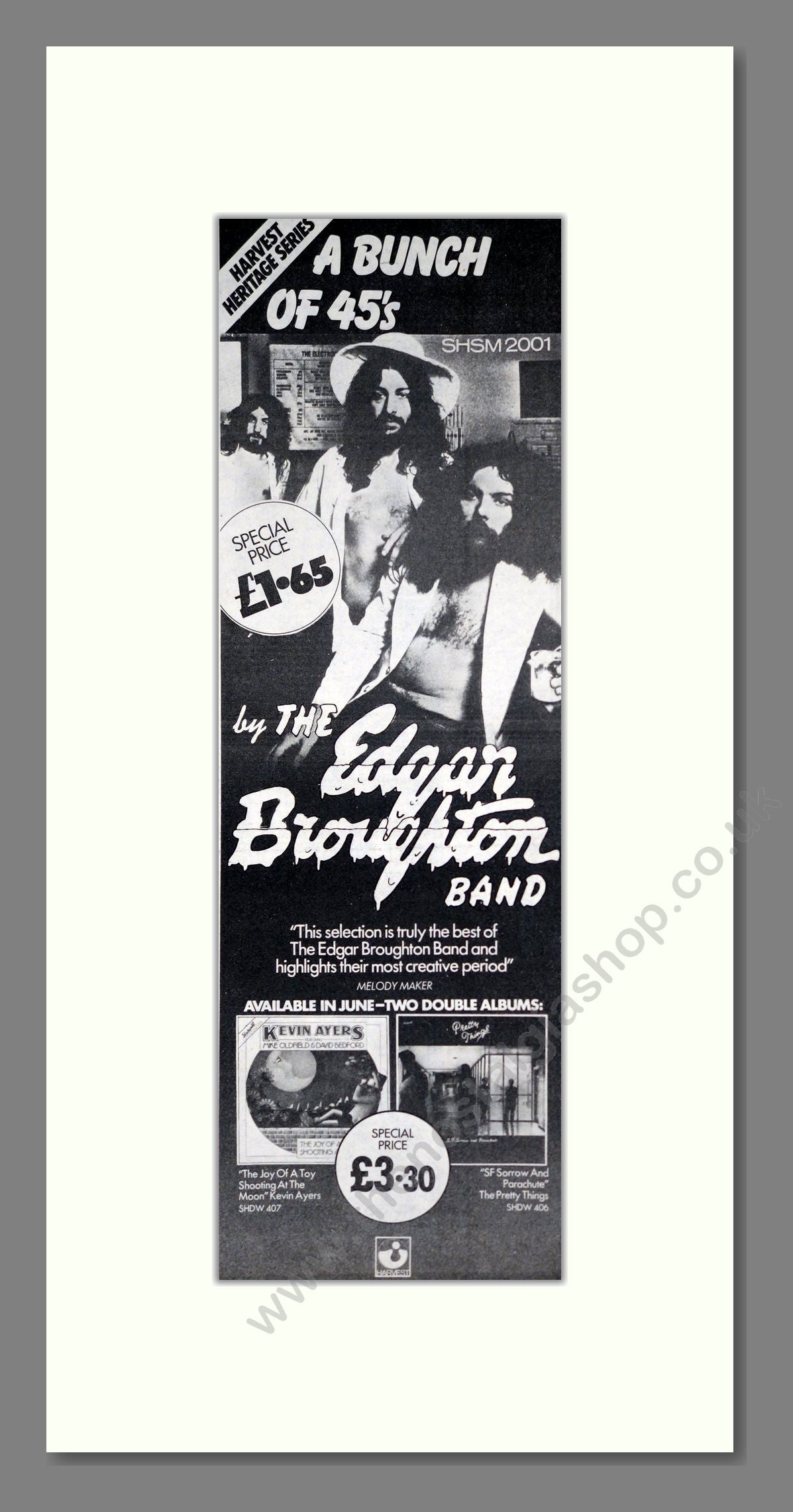 Edgar Broughton Band (The) - A Bunch Of 45s. Vintage Advert 1975 (ref AD201496)