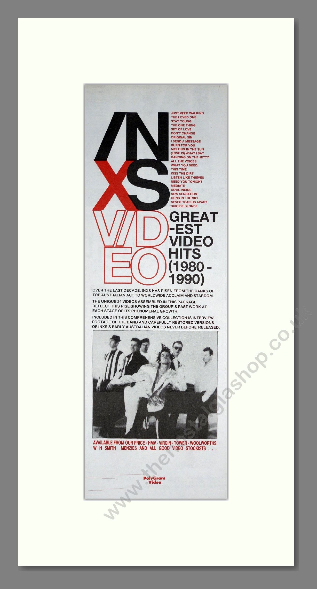 INXS - Greatest Video Hits. Vintage Advert 1991 (ref AD201520)