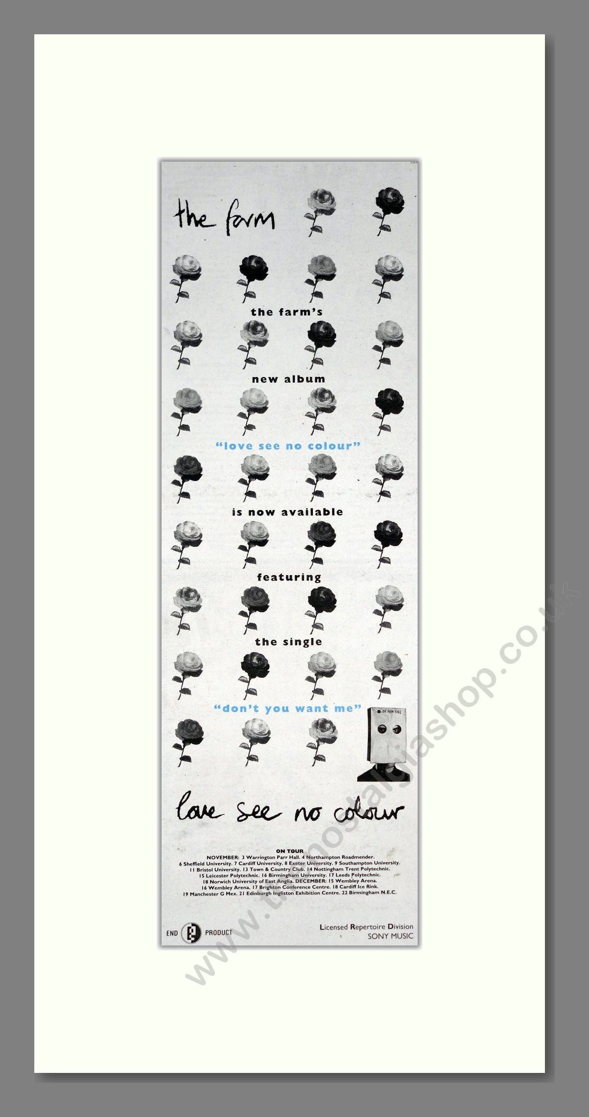 Farm (The) - Love See No Colour. Vintage Advert 1992 (ref AD201542)