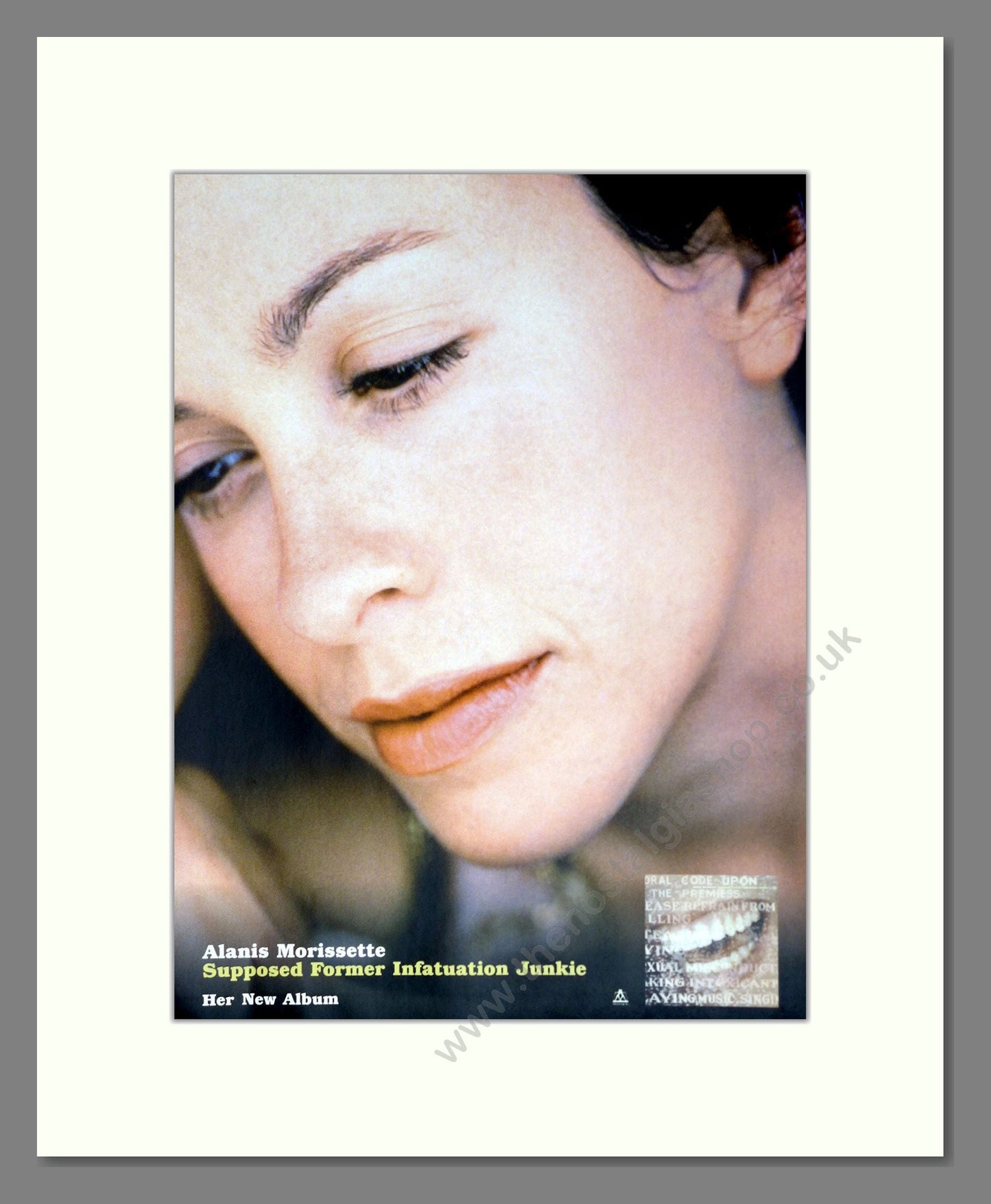 Alanis Morissette - Supposed Former Infatuation Junkie. Vintage Advert 1998 (ref AD63710)