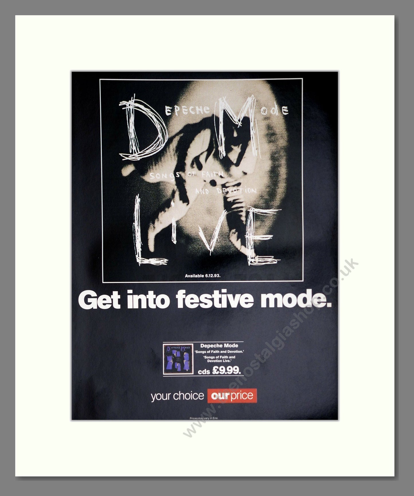 Depeche Mode - Live. Vintage Advert 1994 (ref AD63750)
