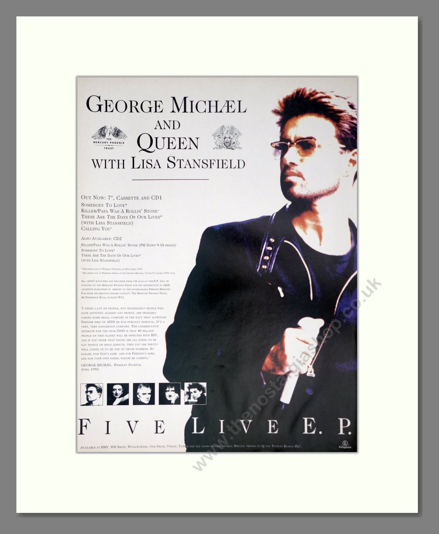 George Michael / Queen / Lisa Stansfield - Five Live EP. Vintage Advert 1993 (ref AD63755)