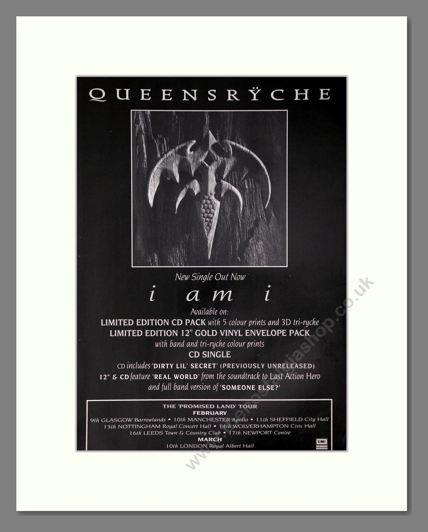 Queensryche - I Am I. Vintage Advert 1994 (ref AD63792)