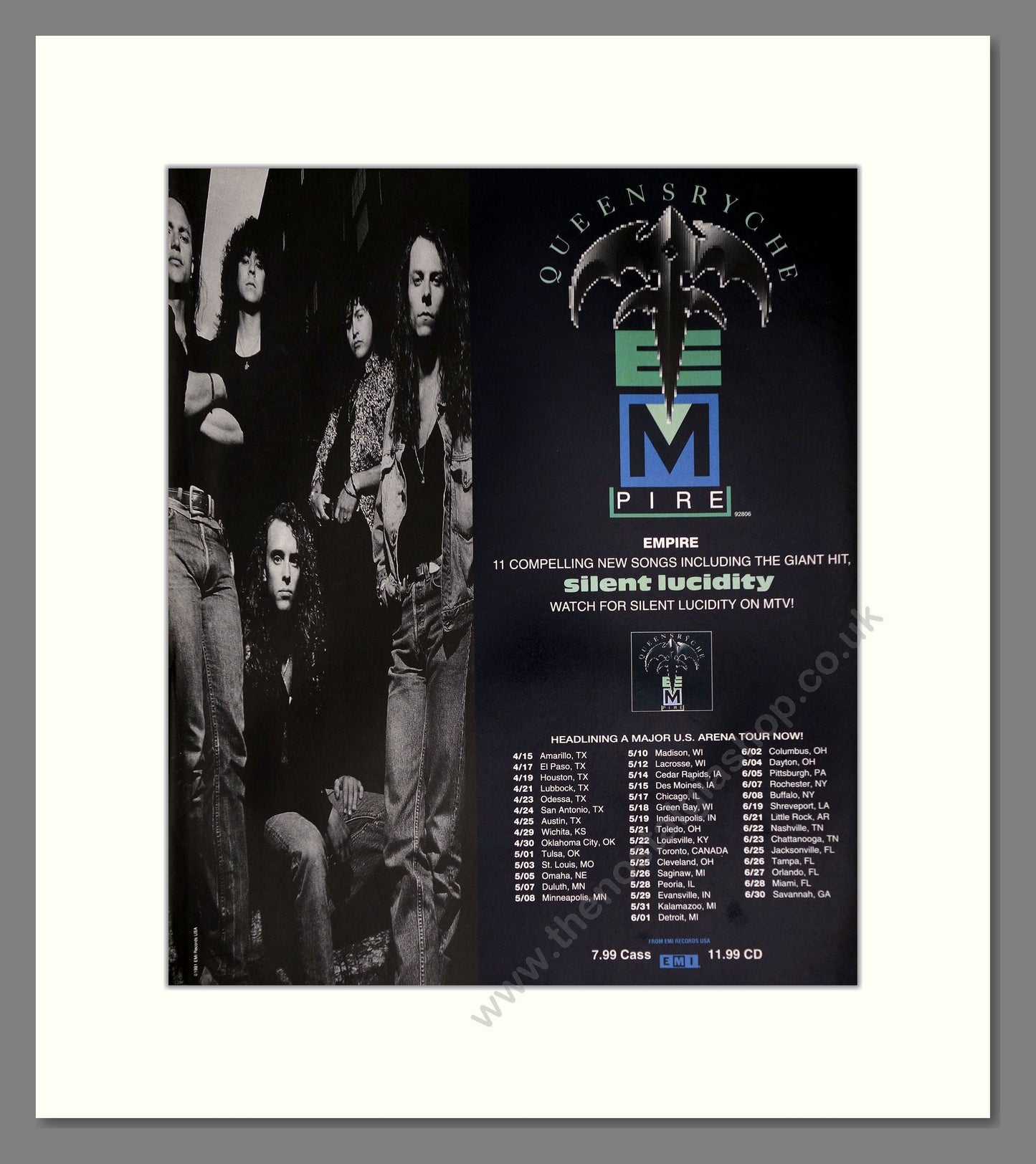 Queensryche - Empire. Vintage Advert 1991 (ref AD63796)