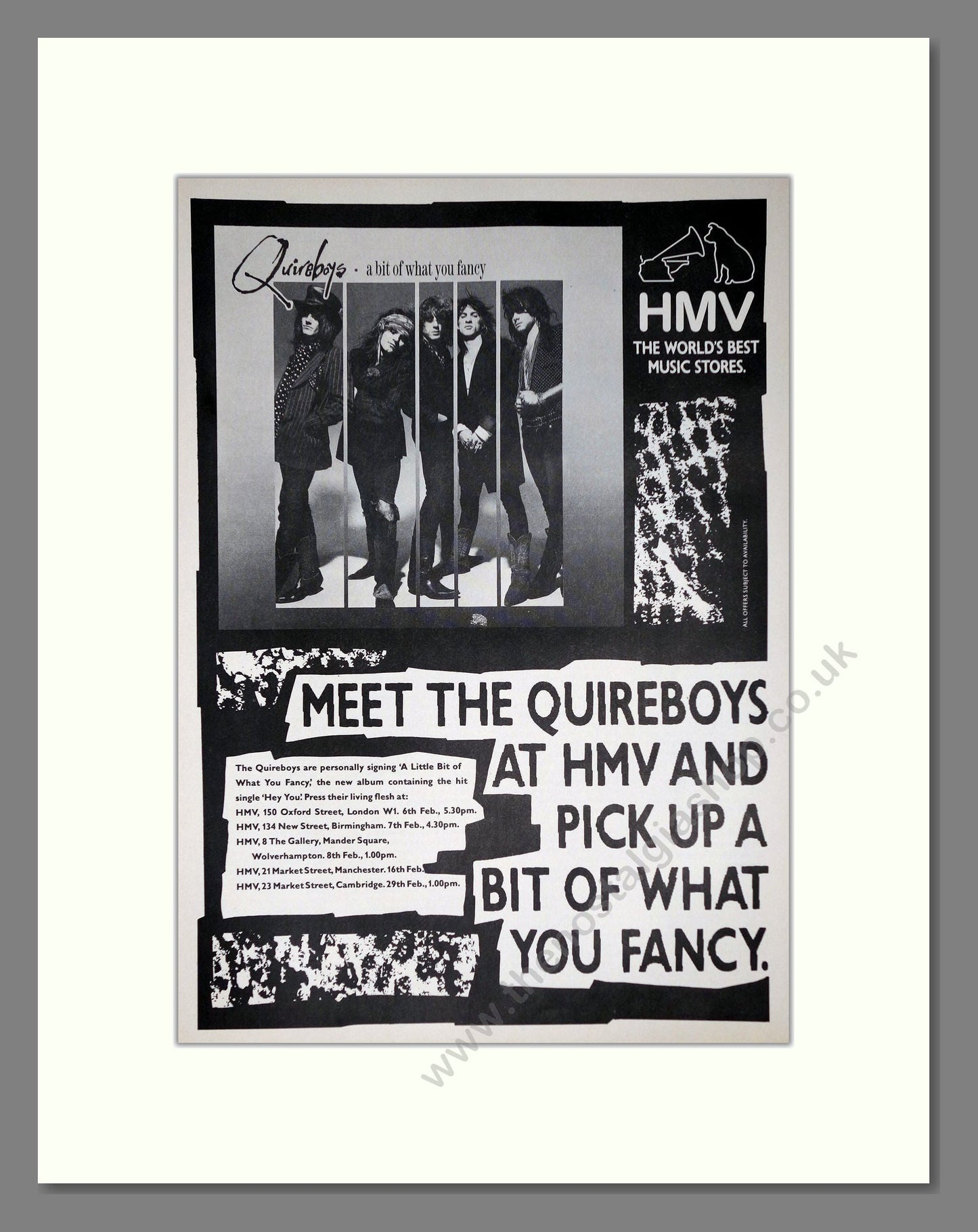 Quireboys - A Bit Of What You Fancy. Vintage Advert 1990 (ref AD63800)