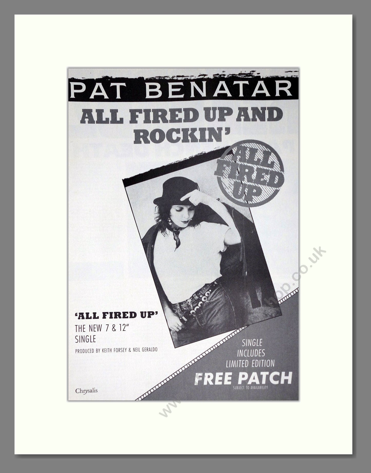 Pat Benatar - All Fired Up. Vintage Advert 1988 (ref AD63835)