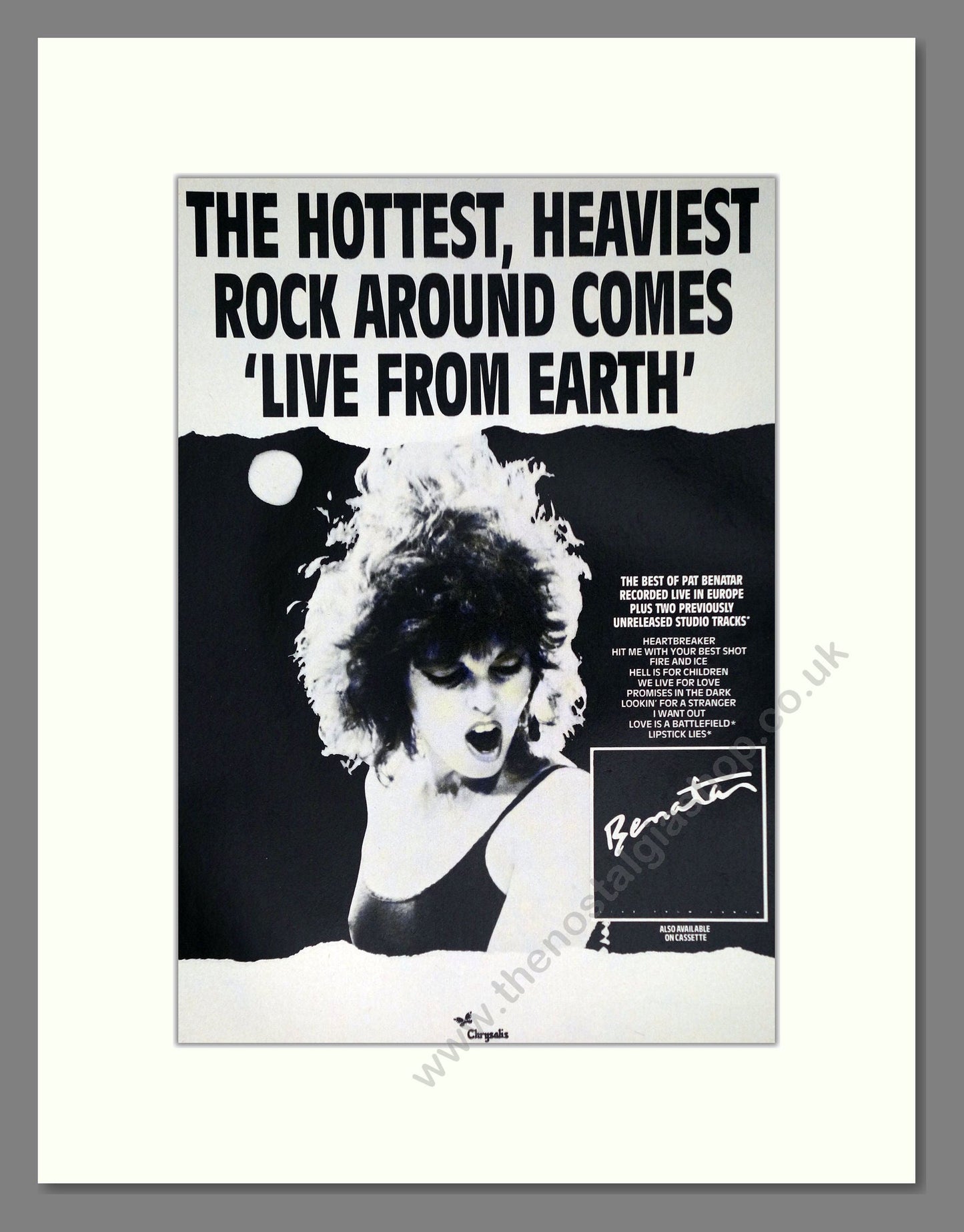 Pat Benatar - Live From Earth. Vintage Advert 1983 (ref AD63836)