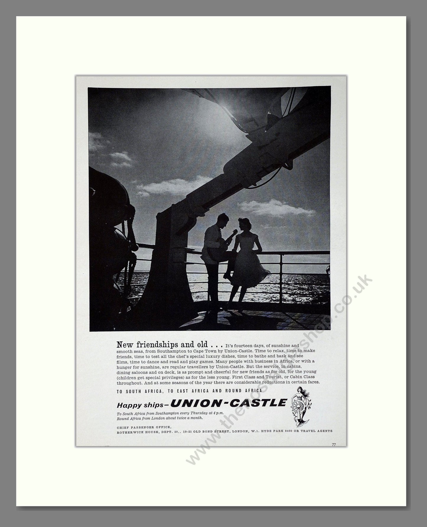 Union Castle - New Friendships And Old. Vintage Advert 1959 (ref AD63858)