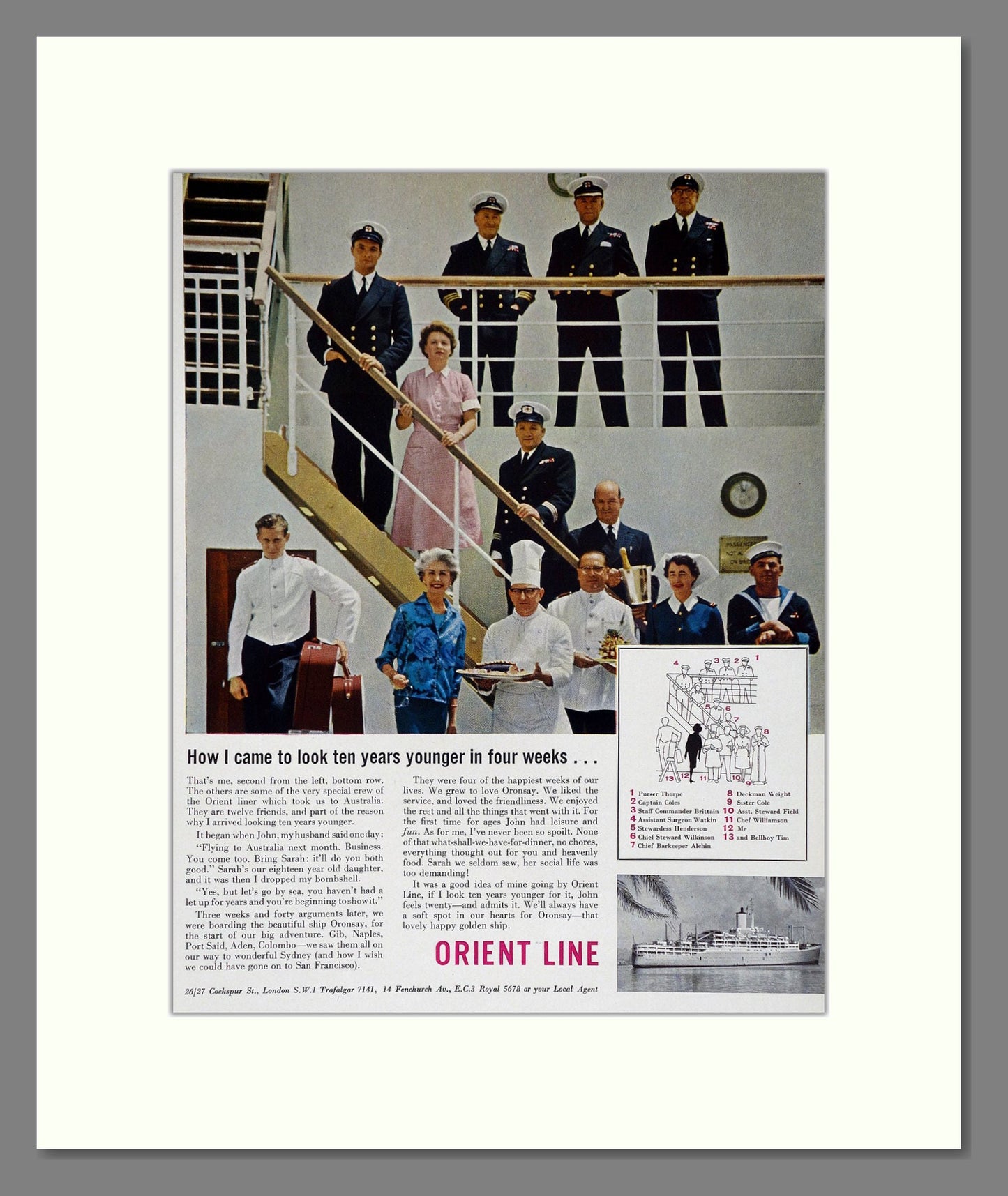 Orient Line - Ten Years Younger. Vintage Advert 1960 (ref AD63877)