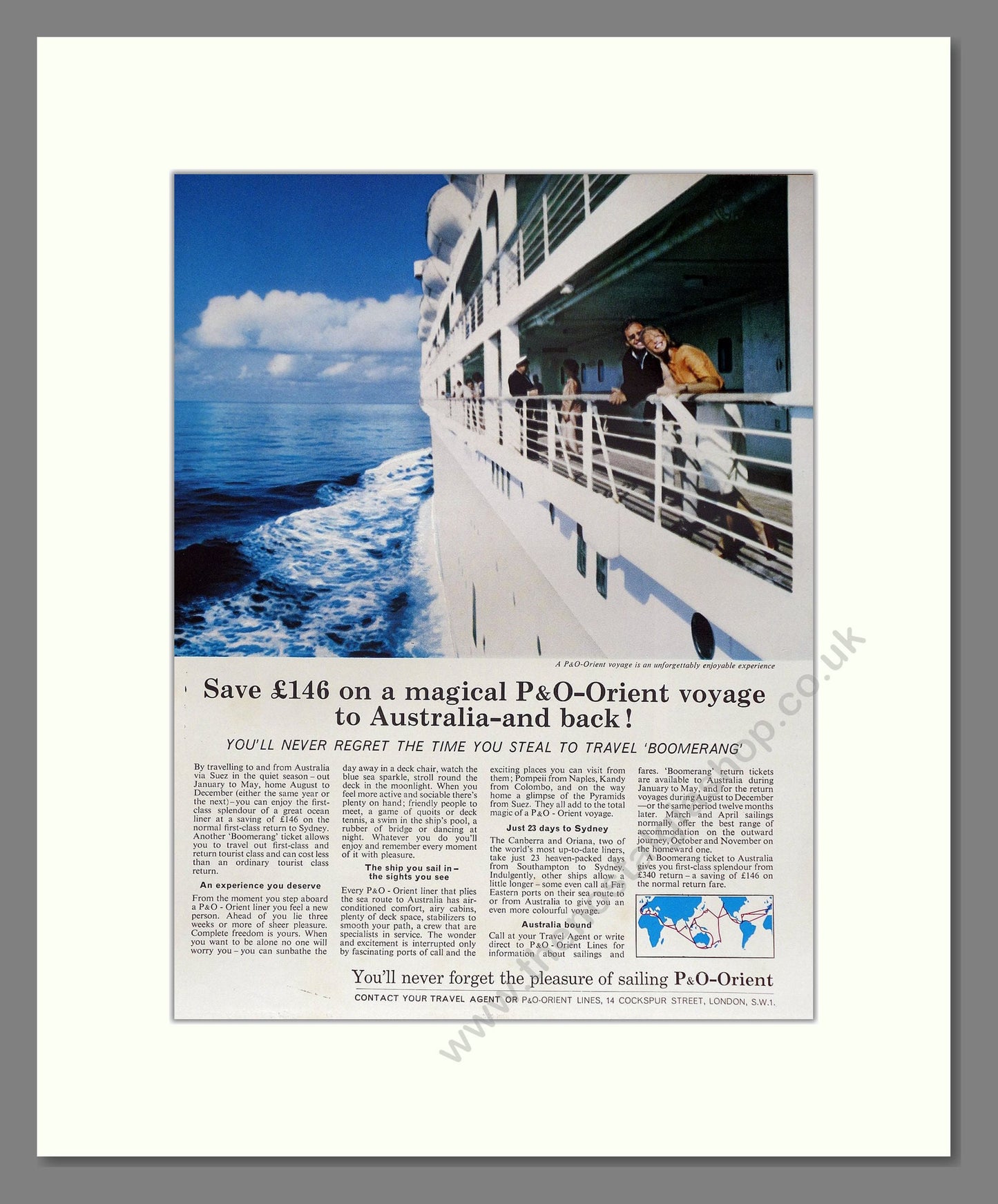 P And O - Voyage To Australia. Vintage Advert 1964 (ref AD63887)