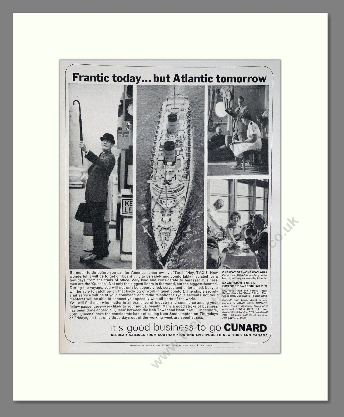 Cunard - Atlantic Tomorrow. Vintage Advert 1964 (ref AD63908)