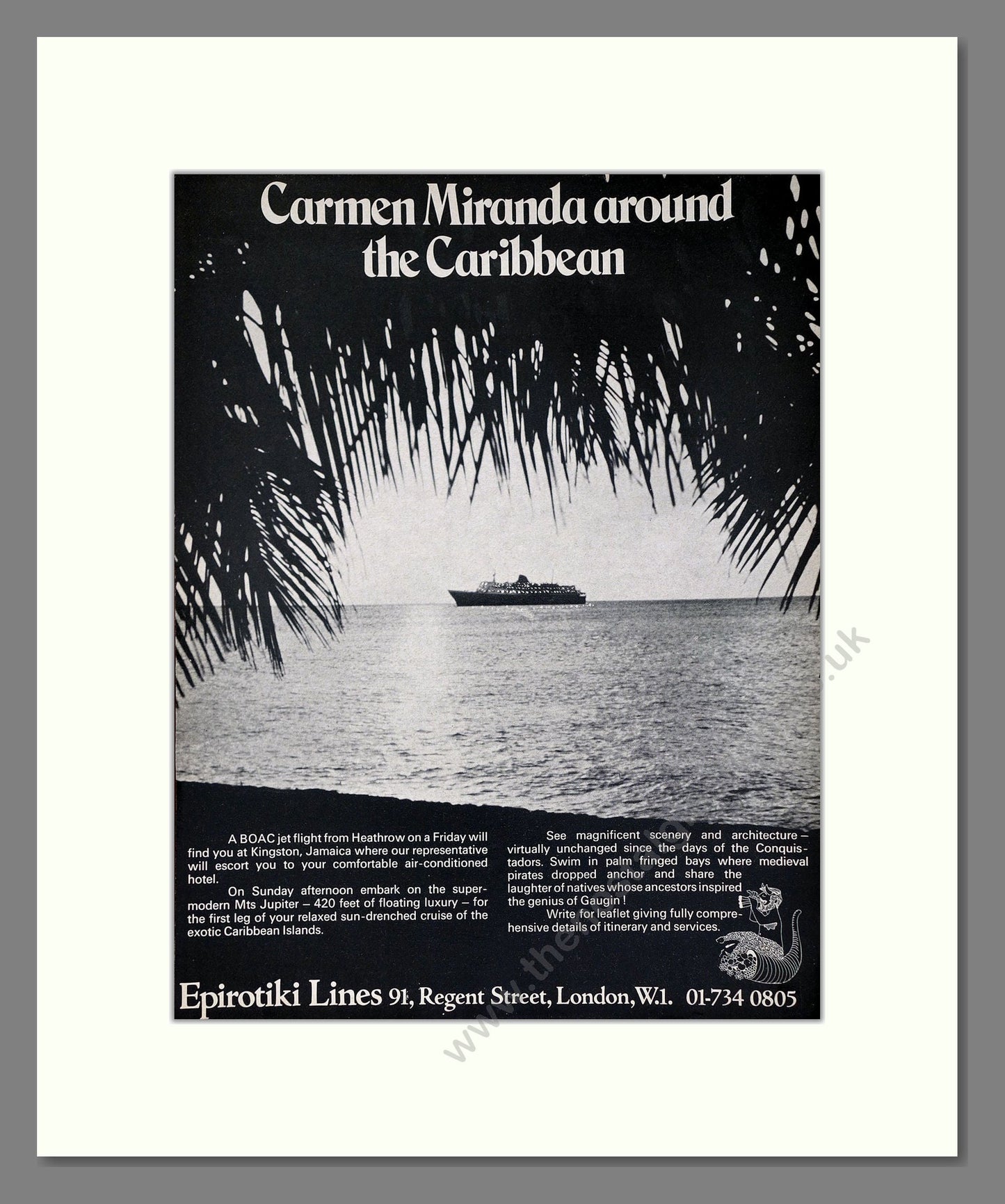 Epirotiki - Caribbean Holiday. Vintage Advert 1971 (ref AD63921)