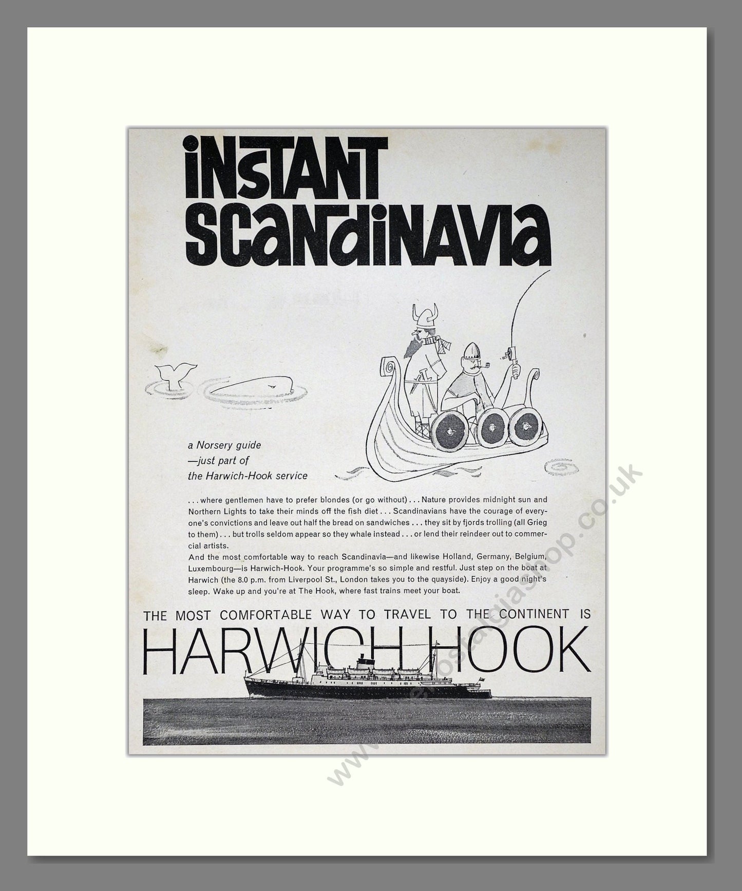Harwich Hook - Instant Scandinavia. Vintage Advert 1962 (ref AD63945)