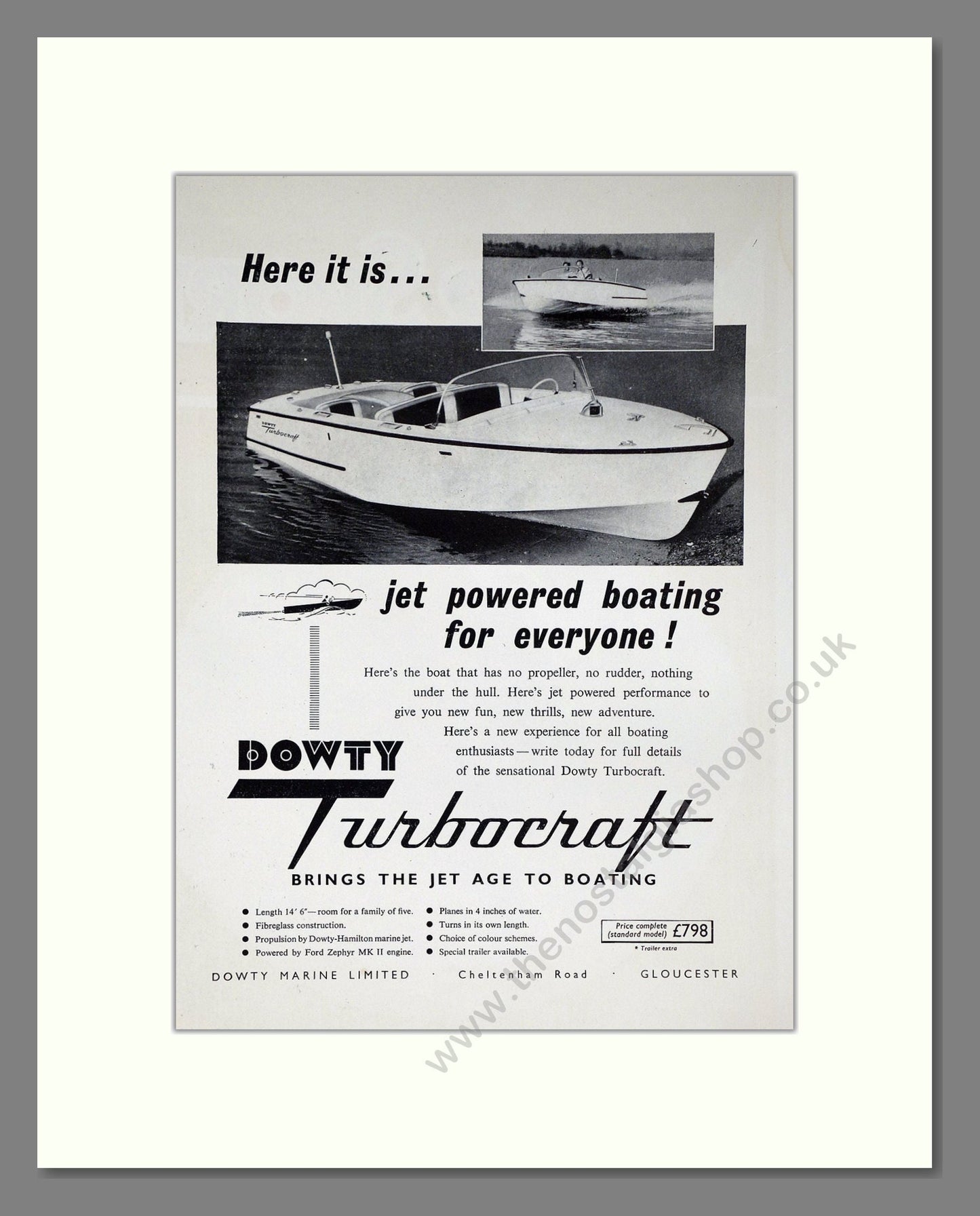 Dowty - Turbocraft Boat. Vintage Advert 1960 (ref AD63947)