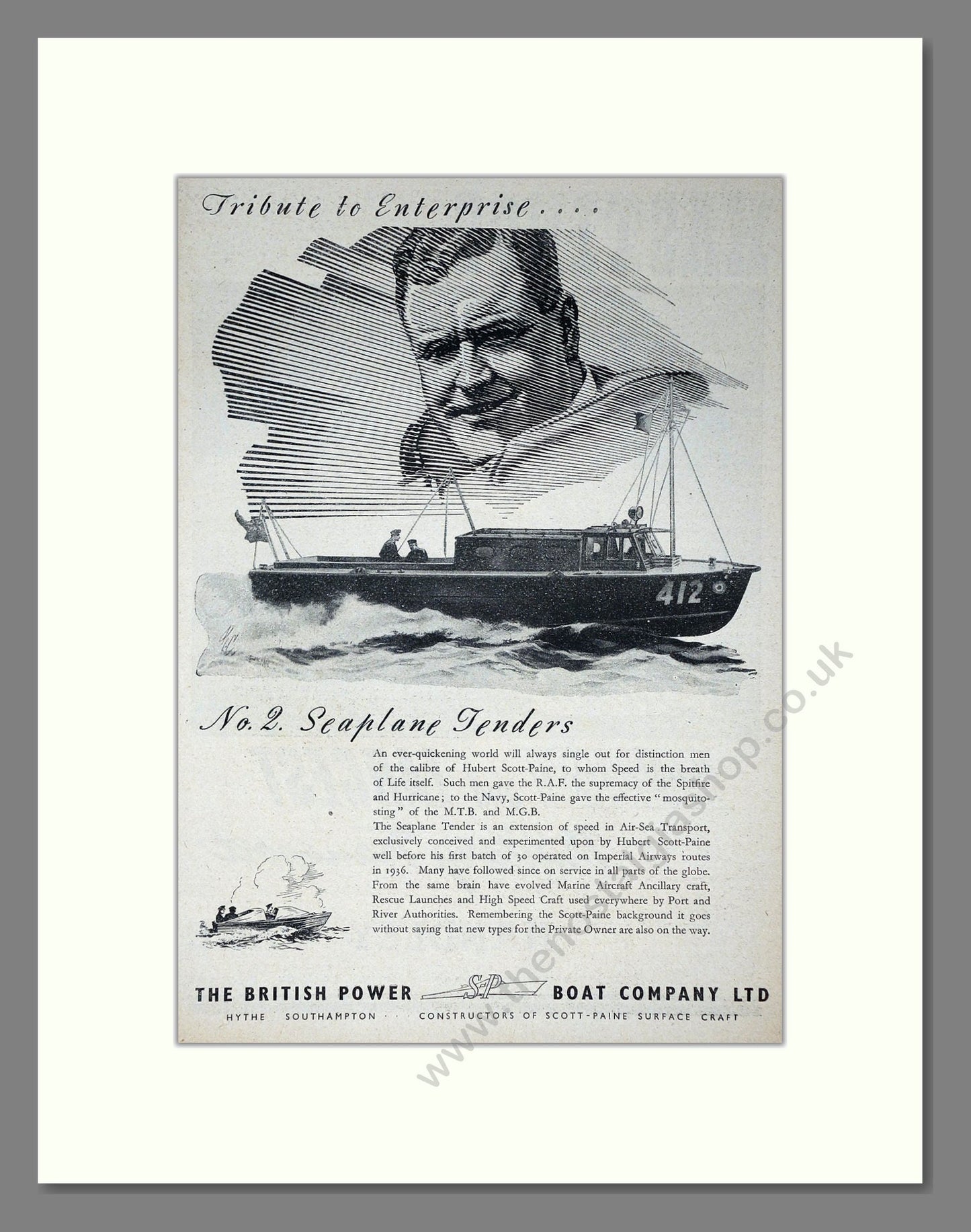 British Power Boat Company - Seaplane Tenders. Vintage Advert 1946 (ref AD63949)