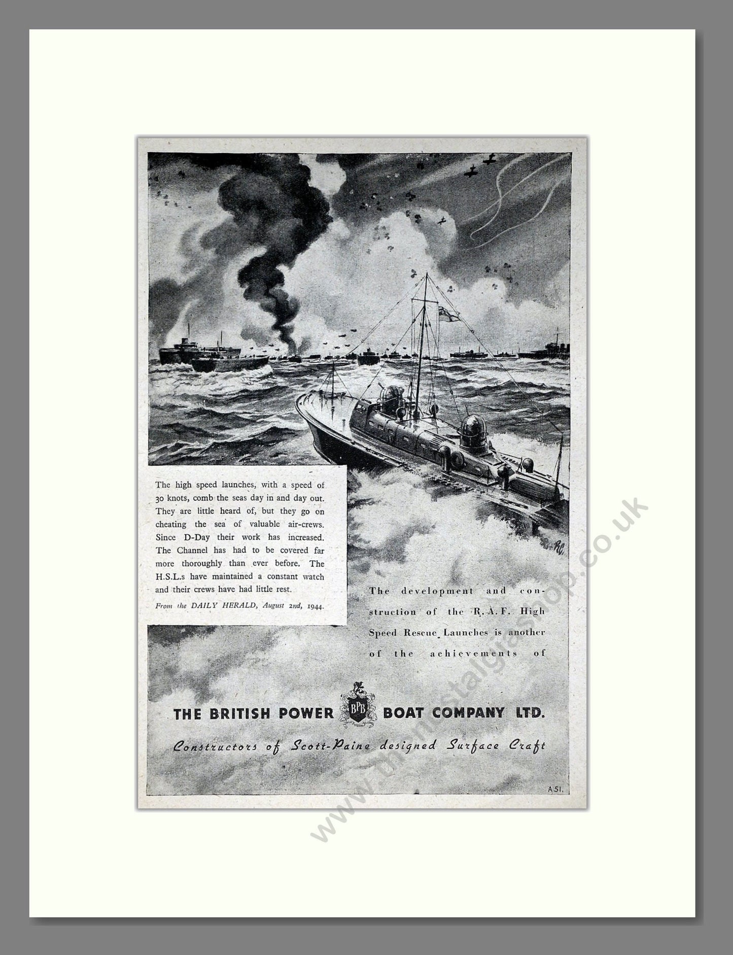 British Power Boat Company - Scott Pains Surface Crafts. Vintage Advert 1945 (ref AD63950)