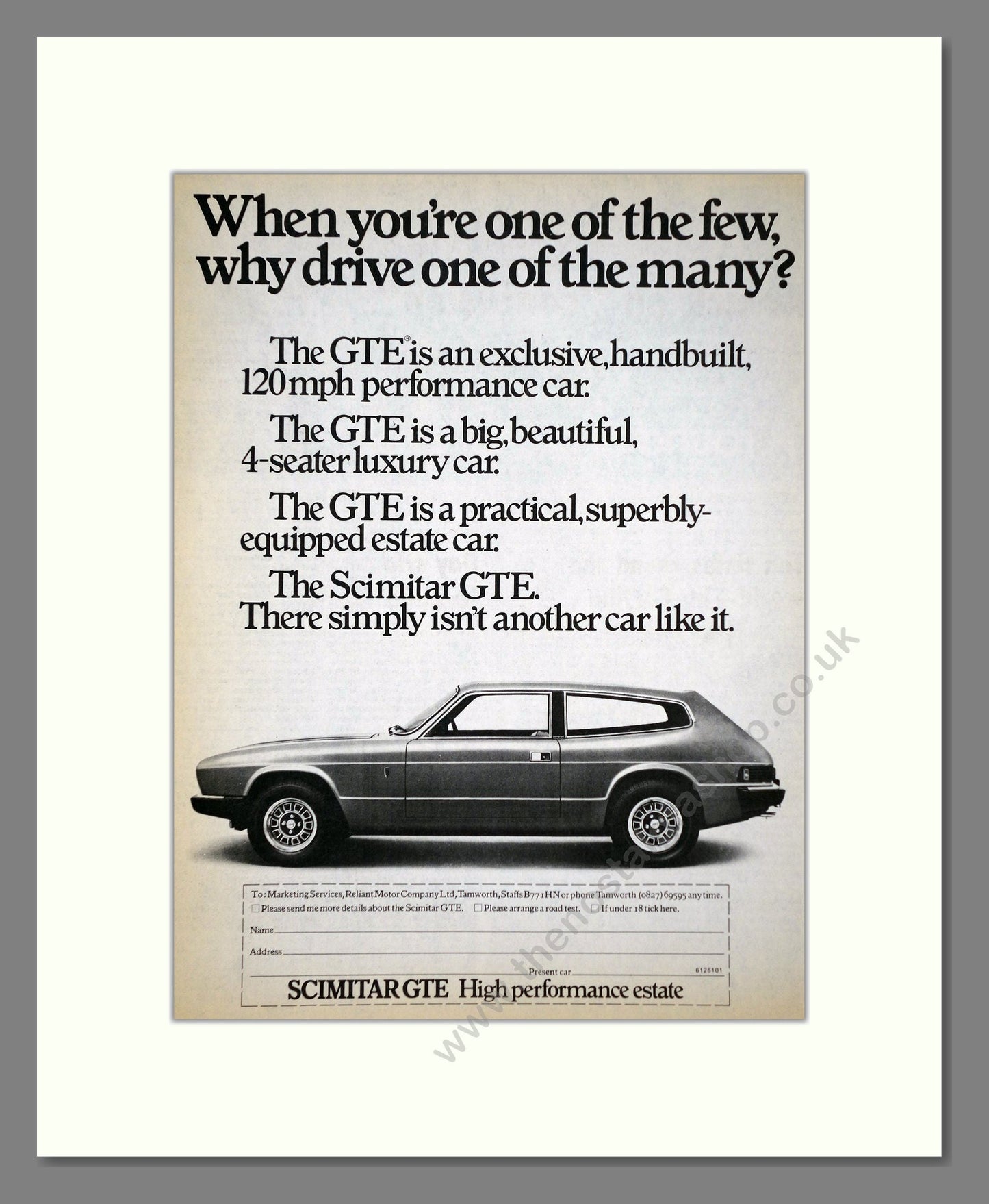Scimitar - GTE. Vintage Advert 1976 (ref AD63970)