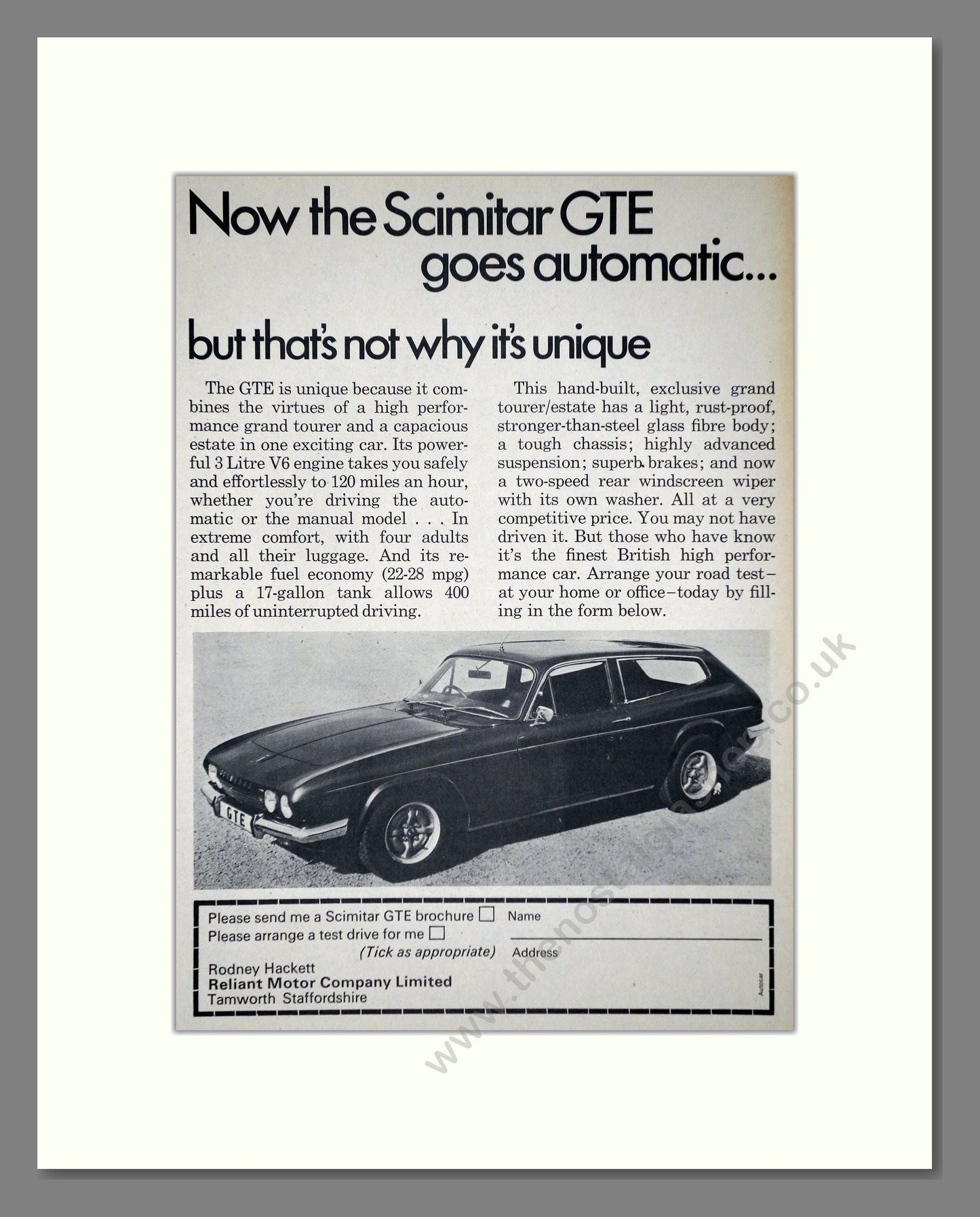 Scimitar - GTE. Vintage Advert 1969 (ref AD63971)
