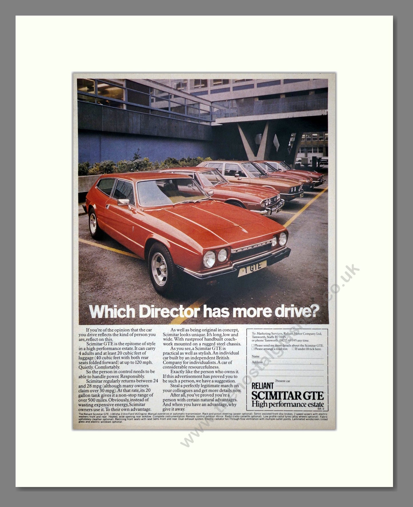 Scimitar - GTE. Vintage Advert 1977 (ref AD63979)