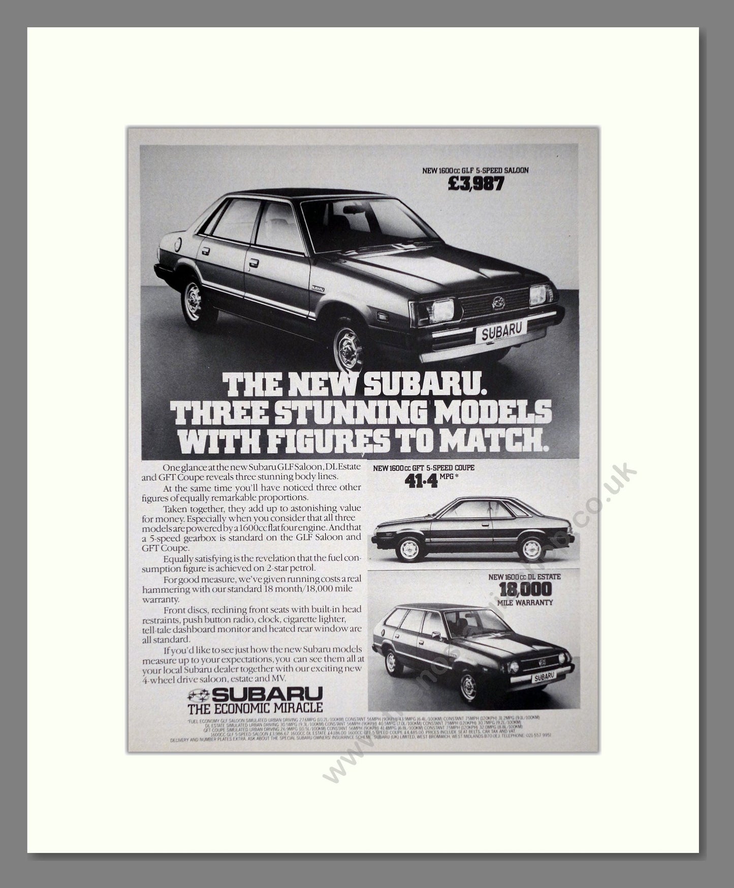 Subaru - Various Models. Vintage Advert 1980 (ref AD63998)