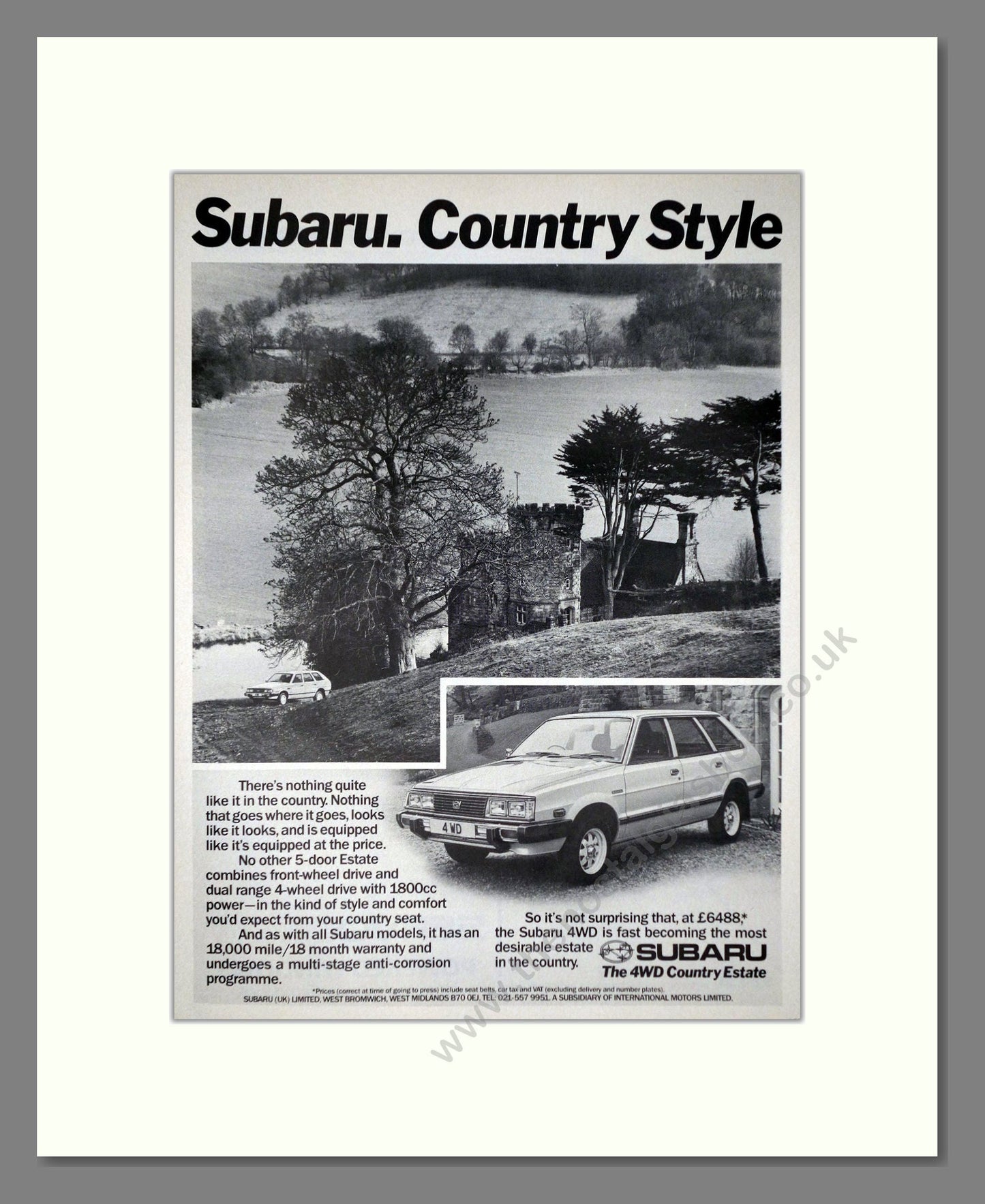Subaru - Country Estate. Vintage Advert 1982 (ref AD63999)