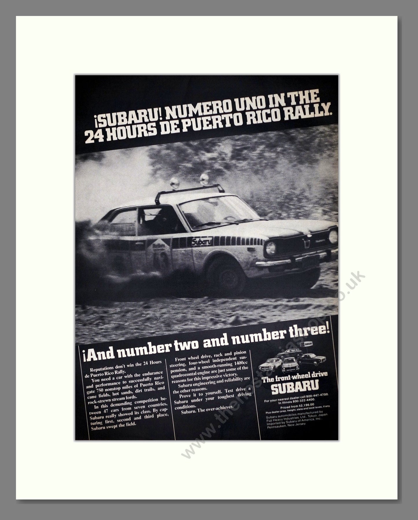Subaru - Puerto Rico Rally. Vintage Advert 1973 (ref AD64000)