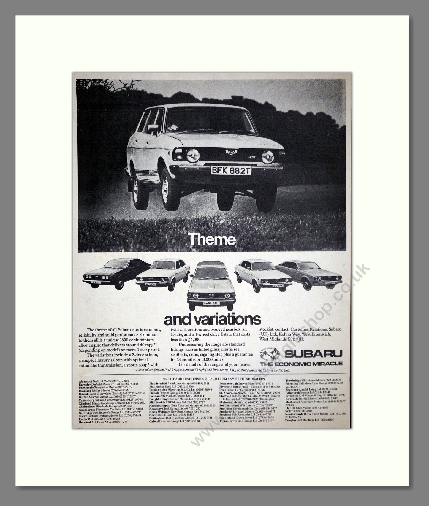 Subaru - Various Models. Vintage Advert 1979 (ref AD64002)