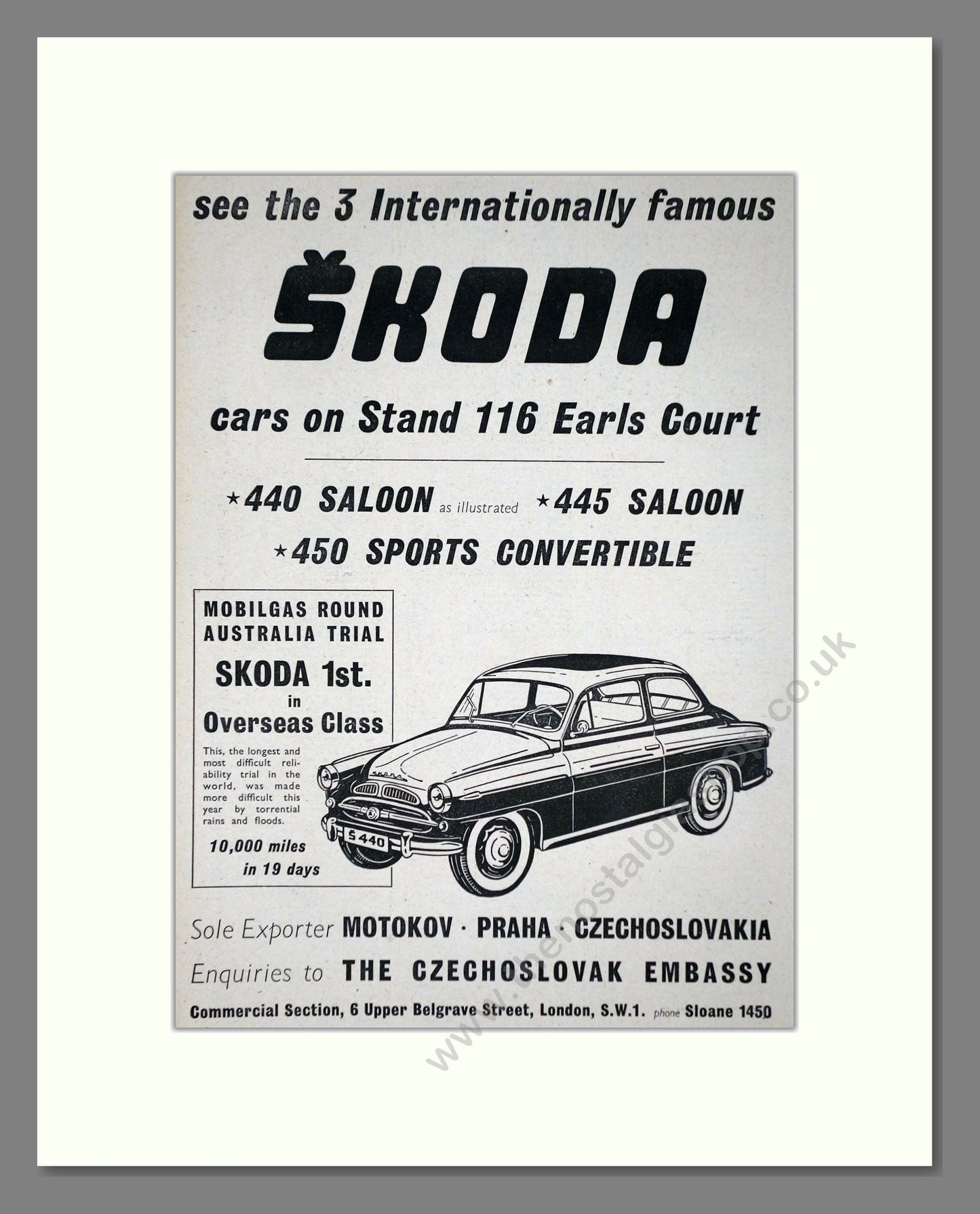 Skoda - 440 / 445 / 450. Vintage Advert 1958 (ref AD64003)