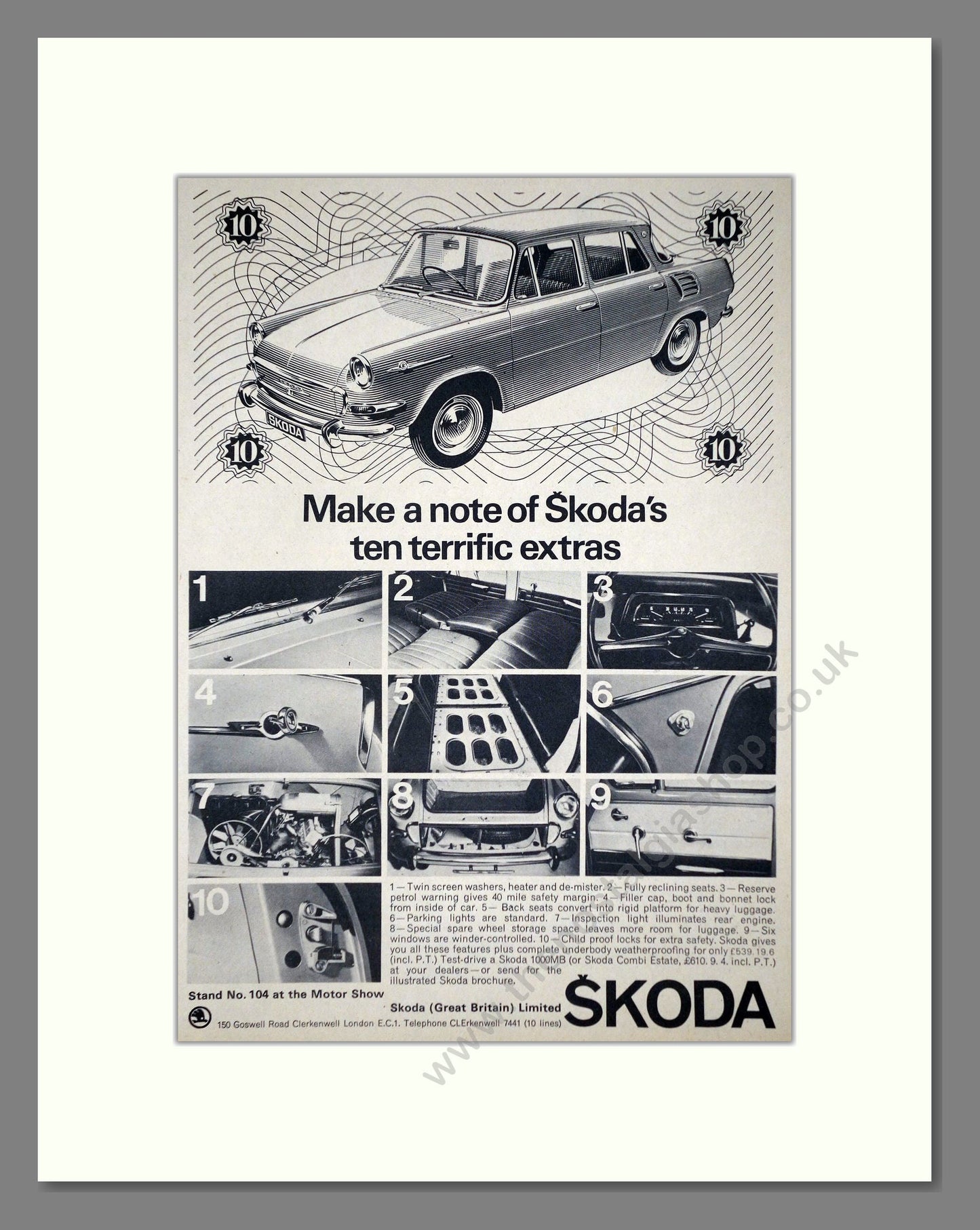 Skoda - 1000MB. Vintage Advert 1966 (ref AD64028)