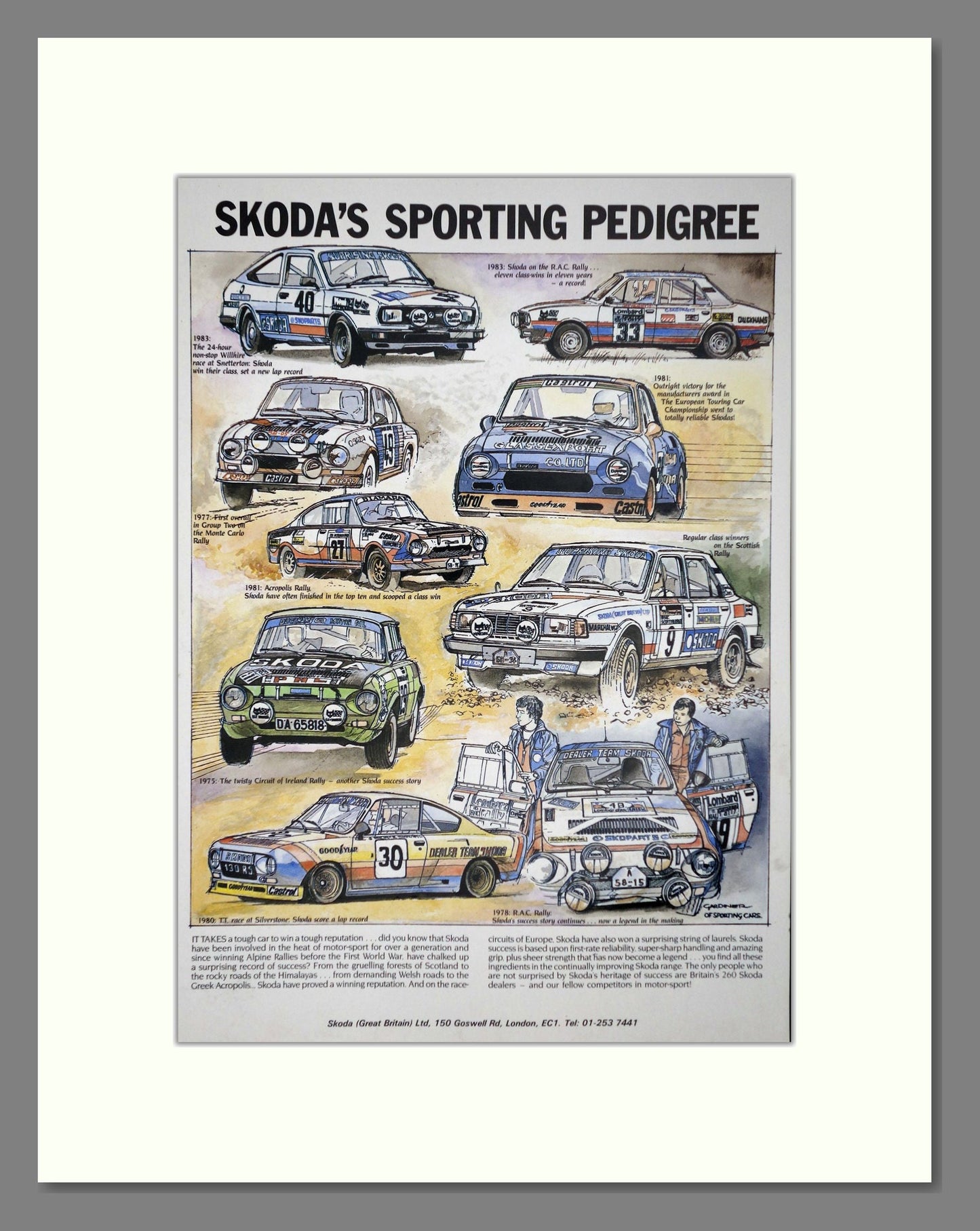Skoda - Sporting Pedigree. Vintage Advert 1985 (ref AD64042)